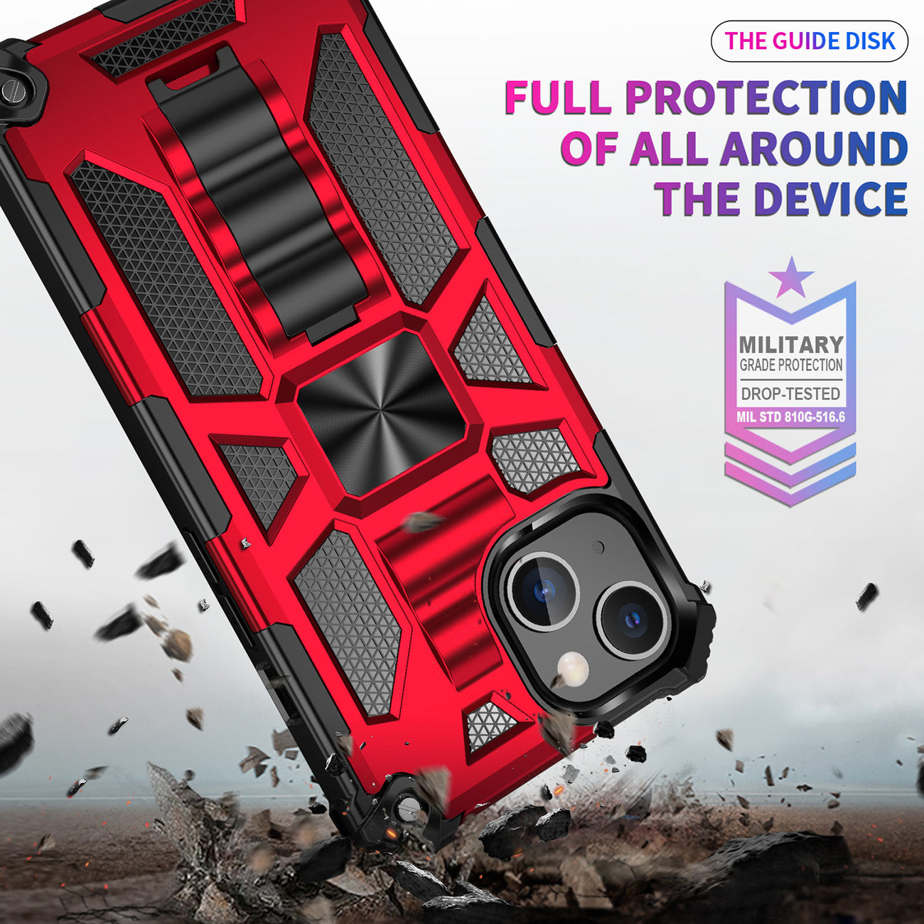 Case TPU With Built-In Kickstand Magnetic Mount Apple iPhone 13 Red Color