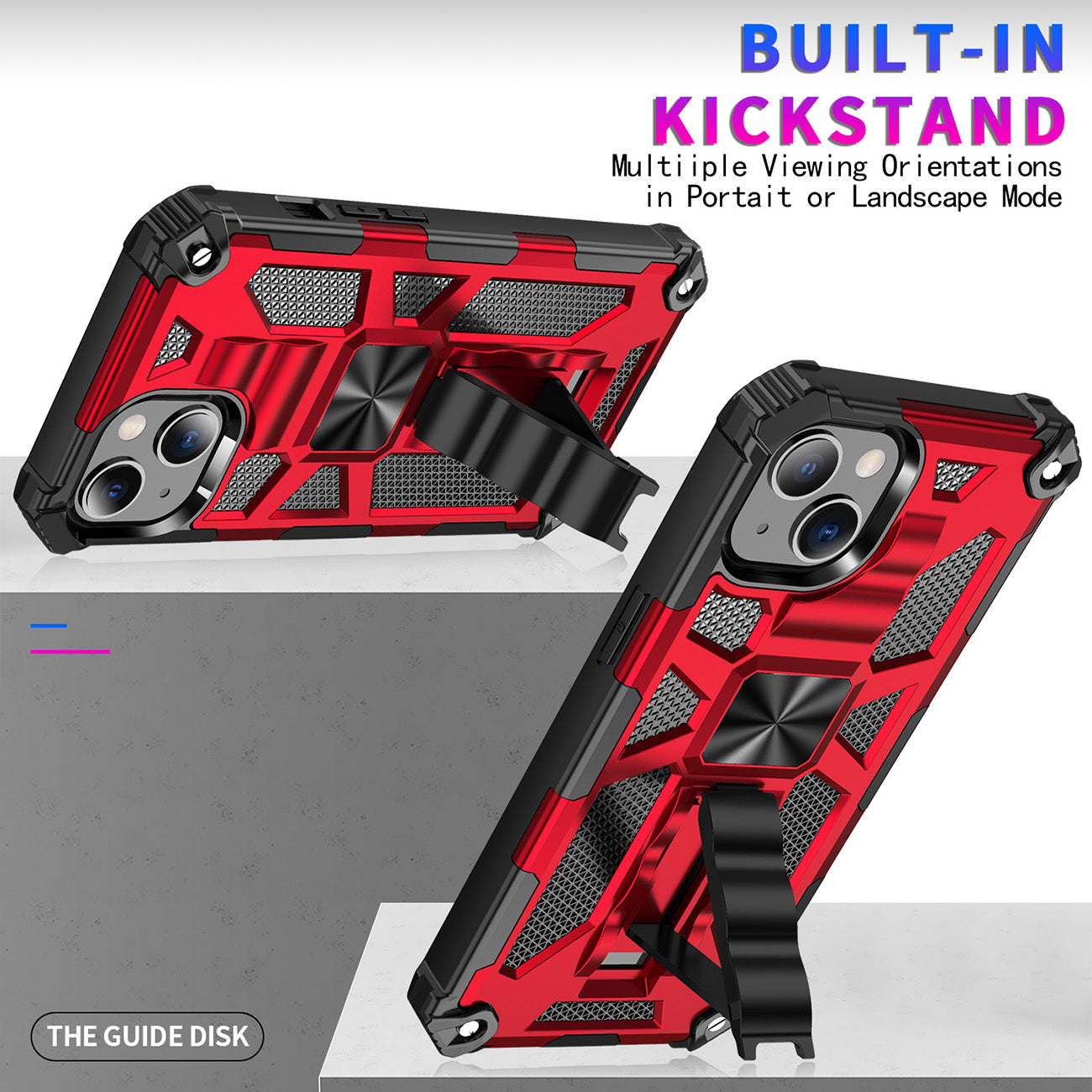 Case TPU With Built-In Kickstand Magnetic Mount Apple iPhone 13 Red Color