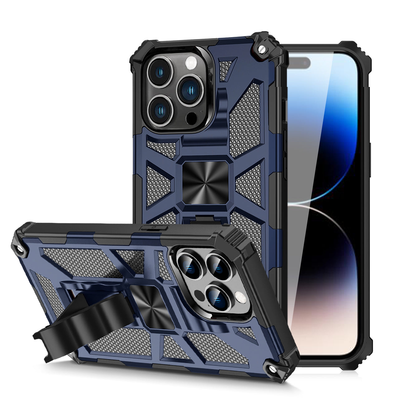 Built-in Kickstand TPU Case with Magnetic Mount for APPLE IPHONE 14 PRO in Blue