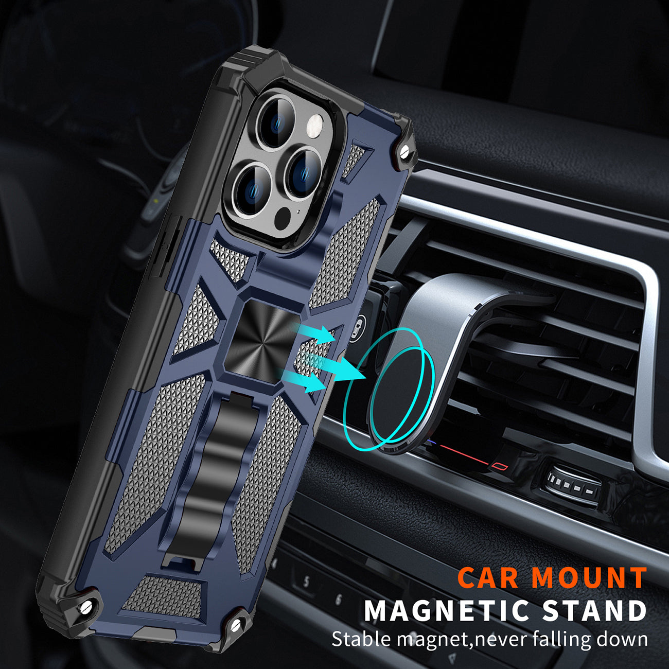 Built-in Kickstand TPU Case with Magnetic Mount for APPLE IPHONE 14 PRO in Blue