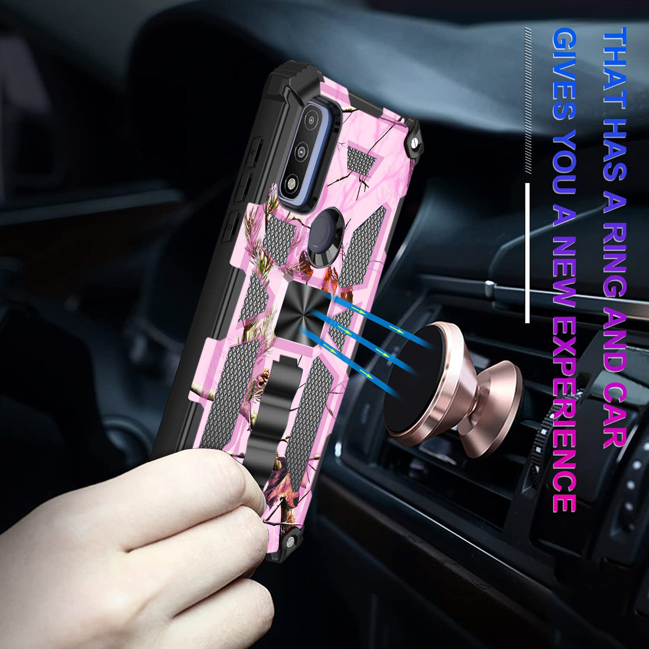 Built-in Kickstand TPU Case with Magnetic Mount for MOTOROLA MOTO G PURE and Moto G power 2022 in Tree leaf patterns