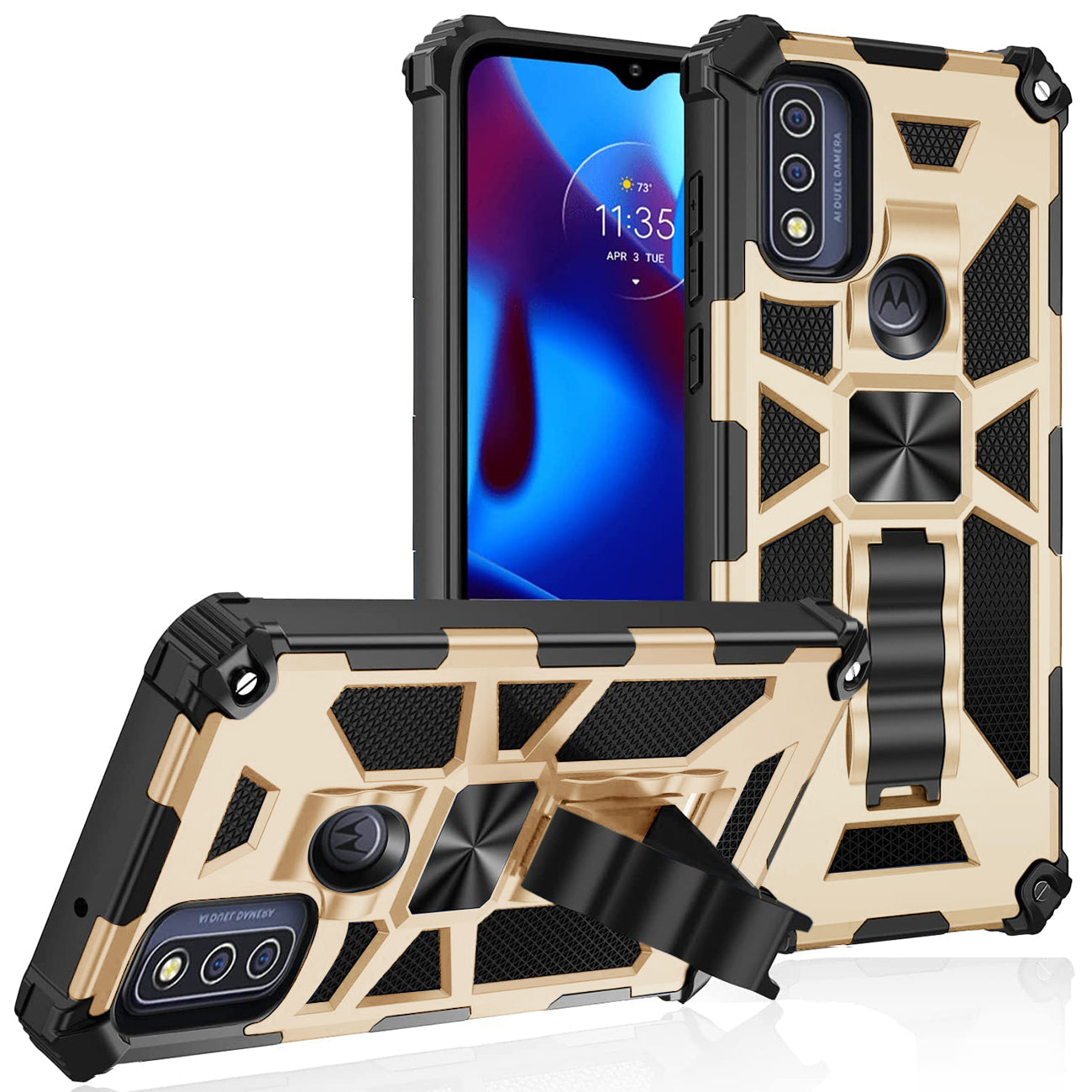 Built-in Kickstand TPU Case with Magnetic Mount for MOTOROLA MOTO G PURE and Moto G power 2022 in Gold