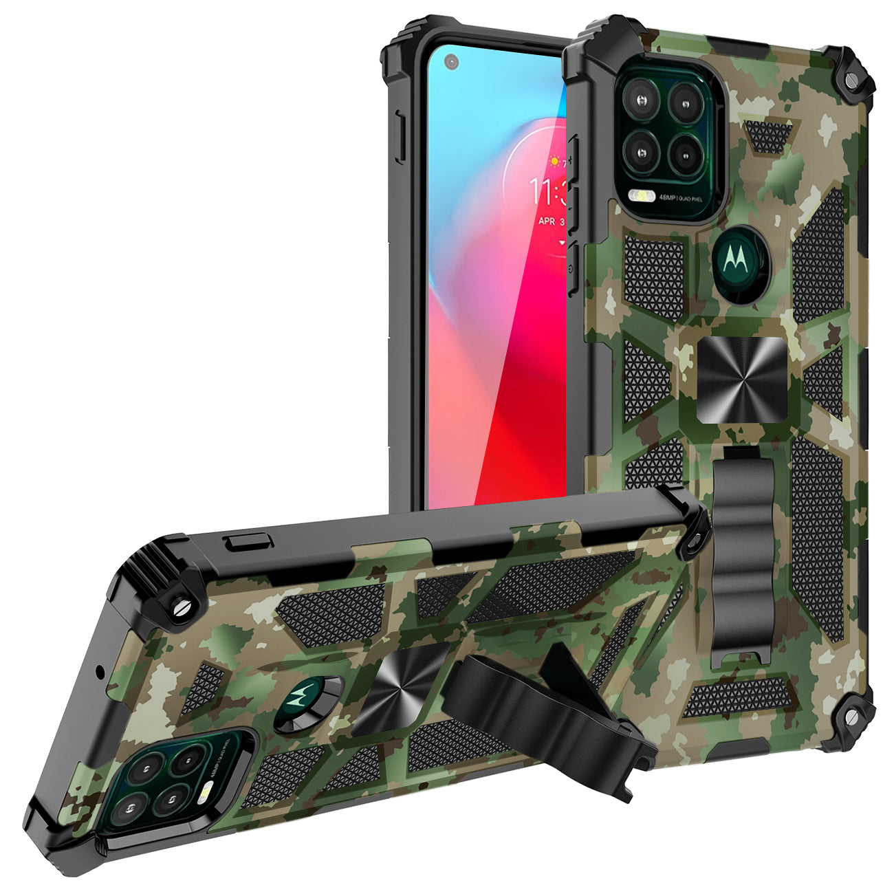 Case TPU Built-In Kickstand With Magnetic Mount Motorola Moto G Stylus 5G Camouflage