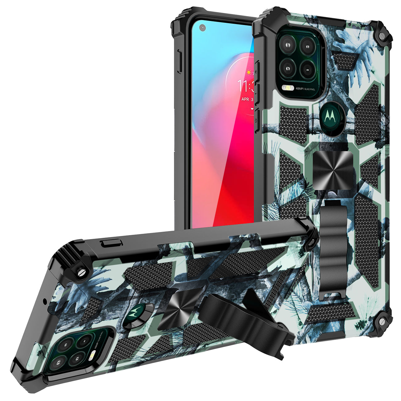 Built-in Kickstand TPU Case with Magnetic Mount for Motorola moto g stylus 5G in Tree leaf patterns