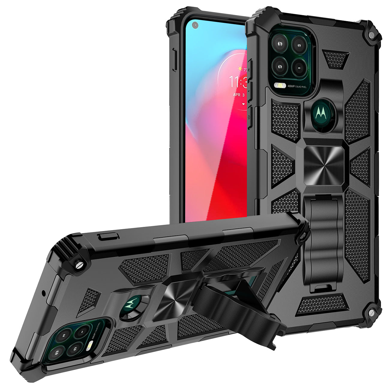 Case TPU Built-In Kickstand With Magnetic Mount Motorola Moto G Stylus 5G Black Color