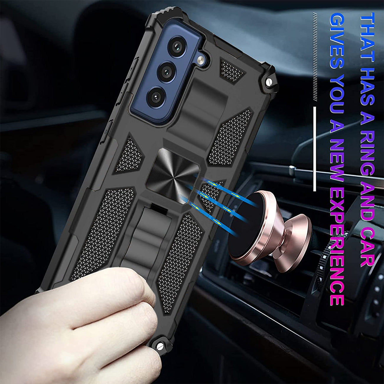Built-in Kickstand TPU Case with Magnetic Mount for SAMSUNG GALAXY S22 in Black