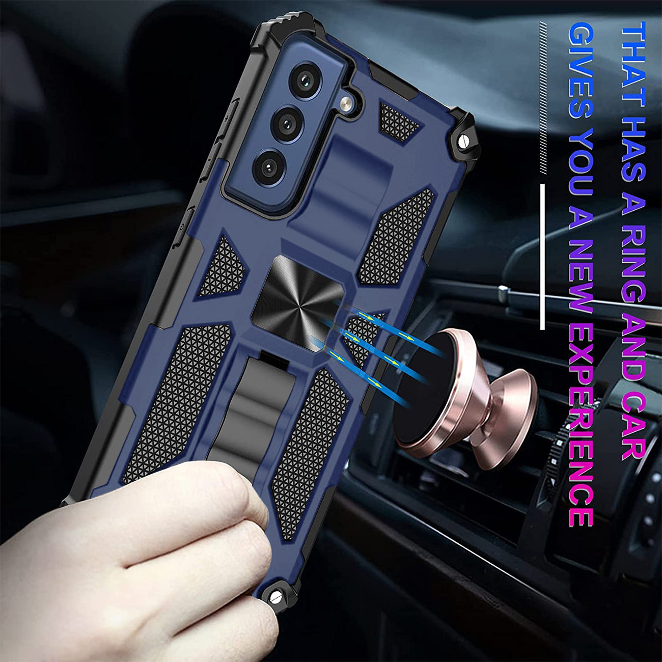 Built-in Kickstand TPU Case with Magnetic Mount for SAMSUNG GALAXY S22 in Blue