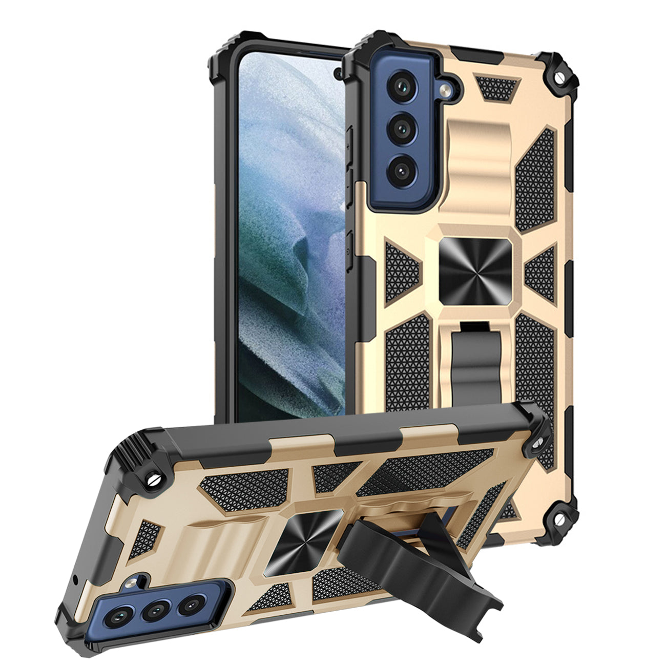 Built-in Kickstand TPU Case with Magnetic Mount for SAMSUNG GALAXY S22 in Gold