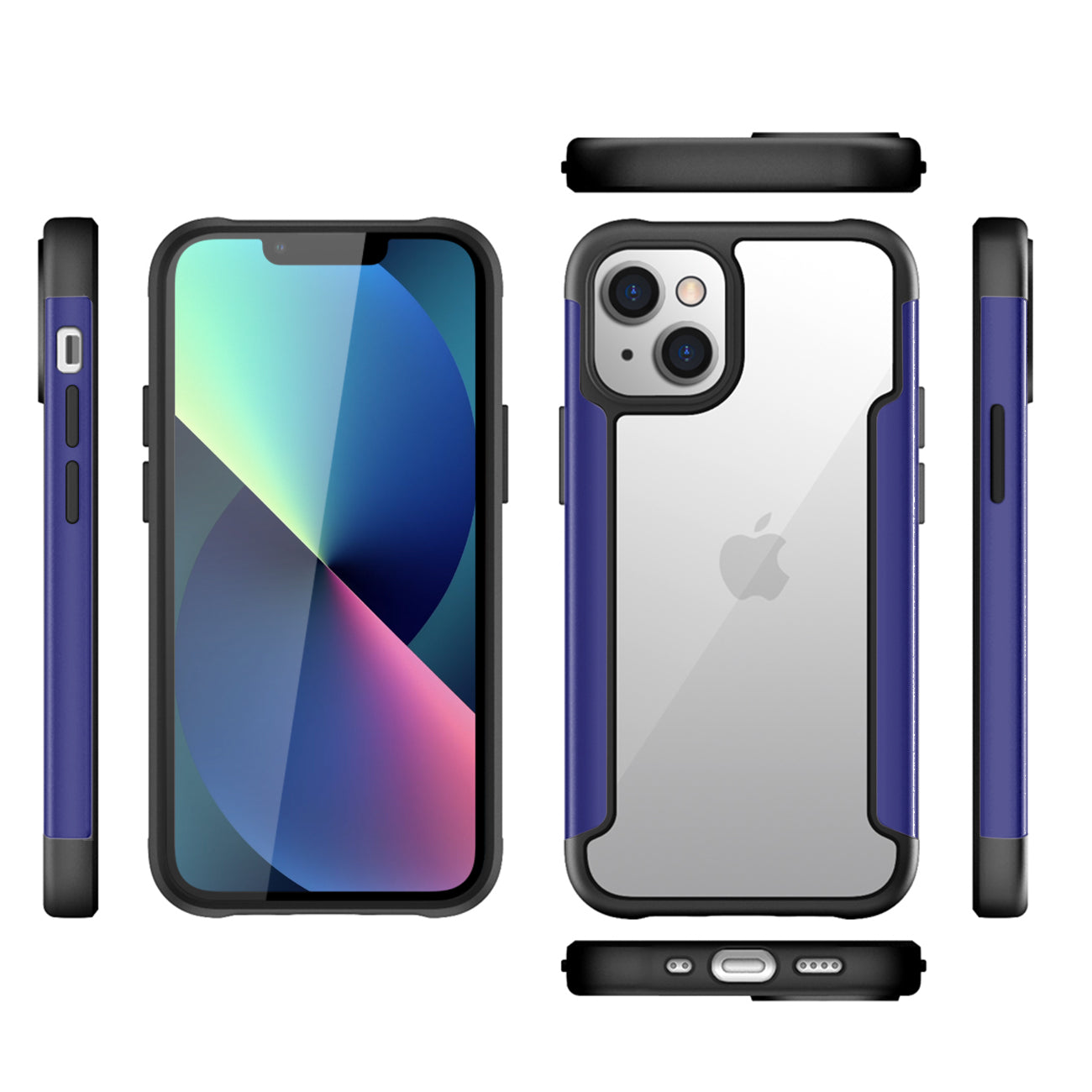 Case Metal Bumper PC TPU High Quality Clean For iPhone 13 Blue Color