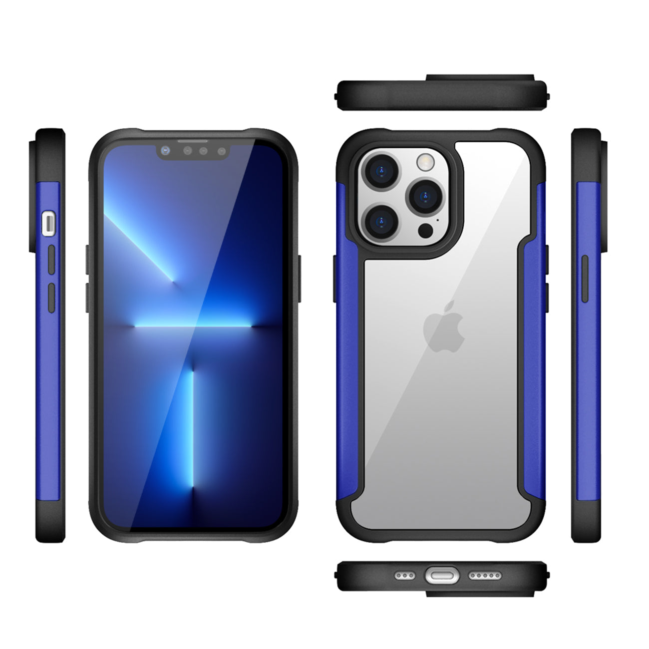 Case Metal Bumper PC TPU High Quality Clean For iPhone 13 Max Blue Color