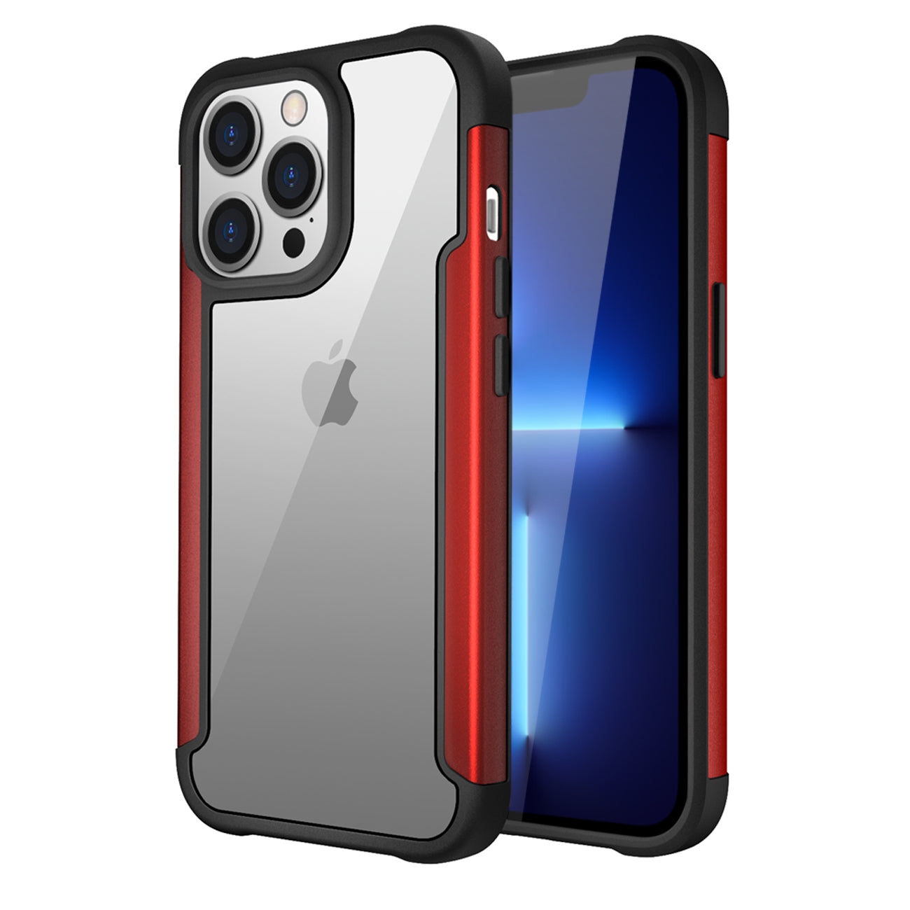 Case Metal Bumper PC TPU High Quality Clean For iPhone 13 Max Red Color