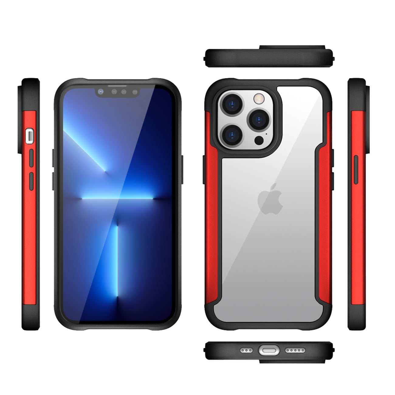 Case Metal Bumper PC TPU High Quality Clean For iPhone 13 Max Red Color