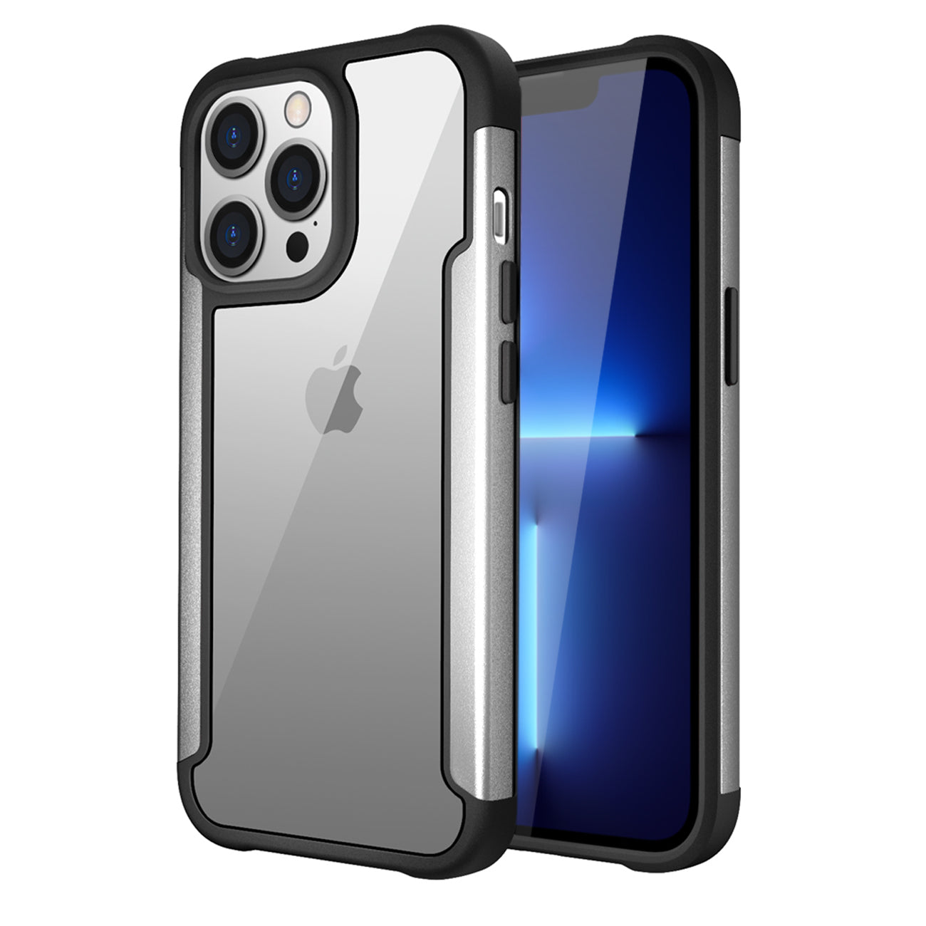 Case Metal Bumper PC TPU High Quality Clean For iPhone 13 Max Silver Color