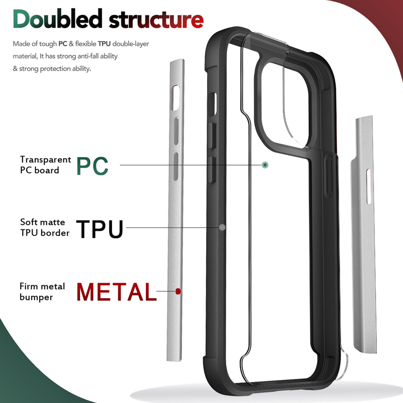 Case Metal Bumper PC TPU High Quality Clean For iPhone 13 Max Silver Color