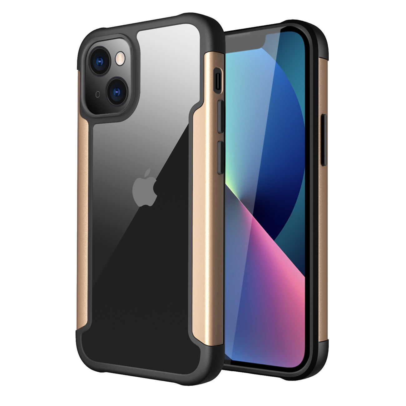 Case Metal Bumper PC TPU High Quality Clean For iPhone 13 Mini Gold Color
