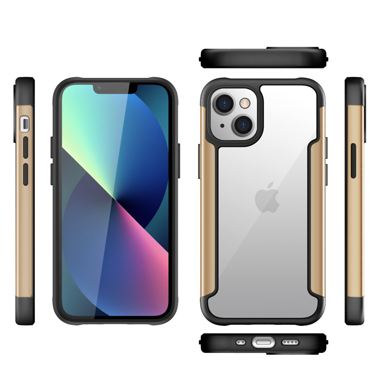 Case Metal Bumper PC TPU High Quality Clean For iPhone 13 Mini Gold Color