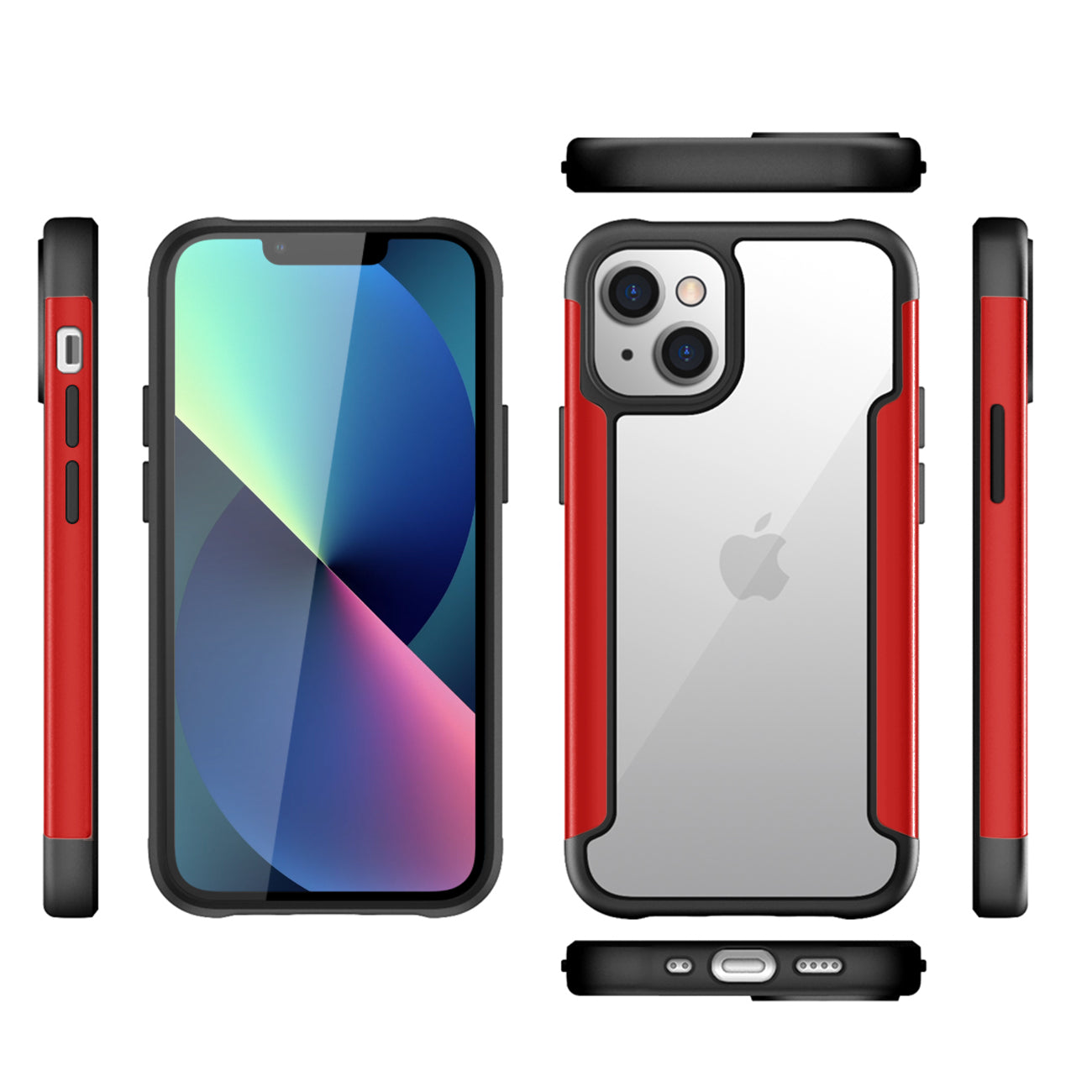 Case Metal Bumper PC TPU High Quality Clean For iPhone 13 Mini Red Color
