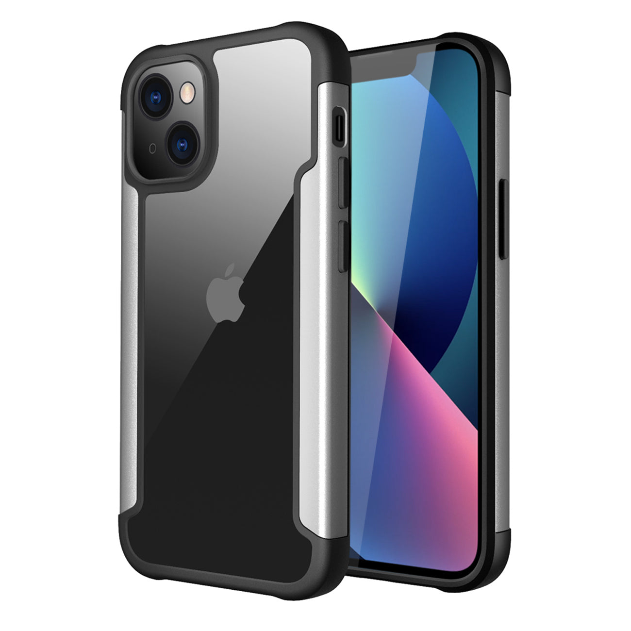 Case Metal Bumper PC TPU High Quality Clean For iPhone 13 Mini Silver Color