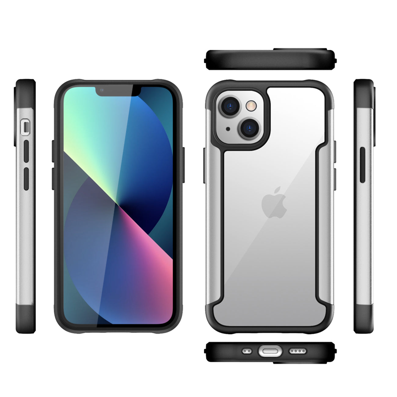 Case Metal Bumper PC TPU High Quality Clean For iPhone 13 Mini Silver Color