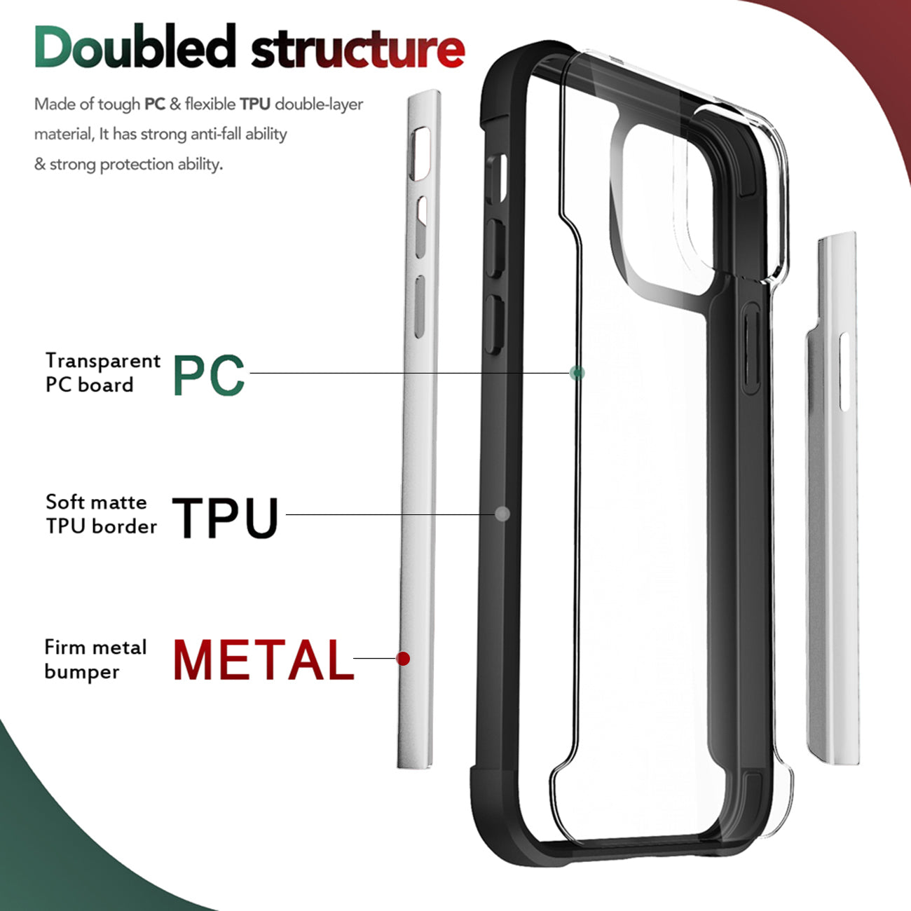 Case Metal Bumper PC TPU High Quality Clean For iPhone 13 Mini Silver Color
