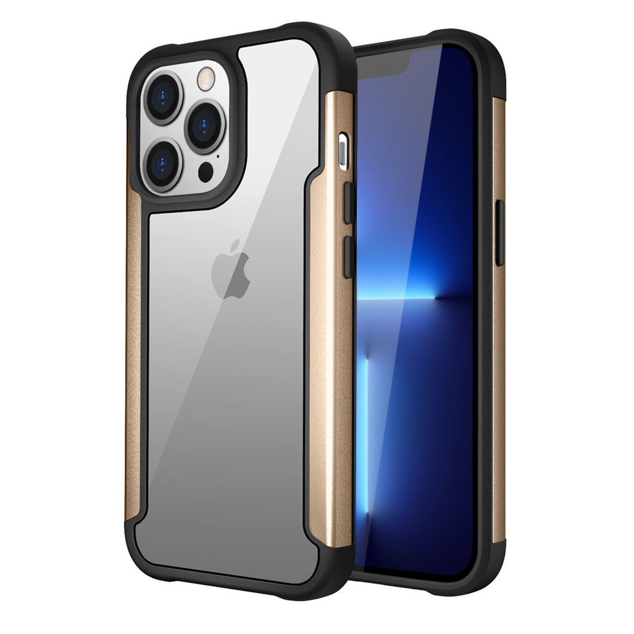 Case Metal Bumper PC TPU High Quality Clean For iPhone 13 Pro Gold Color