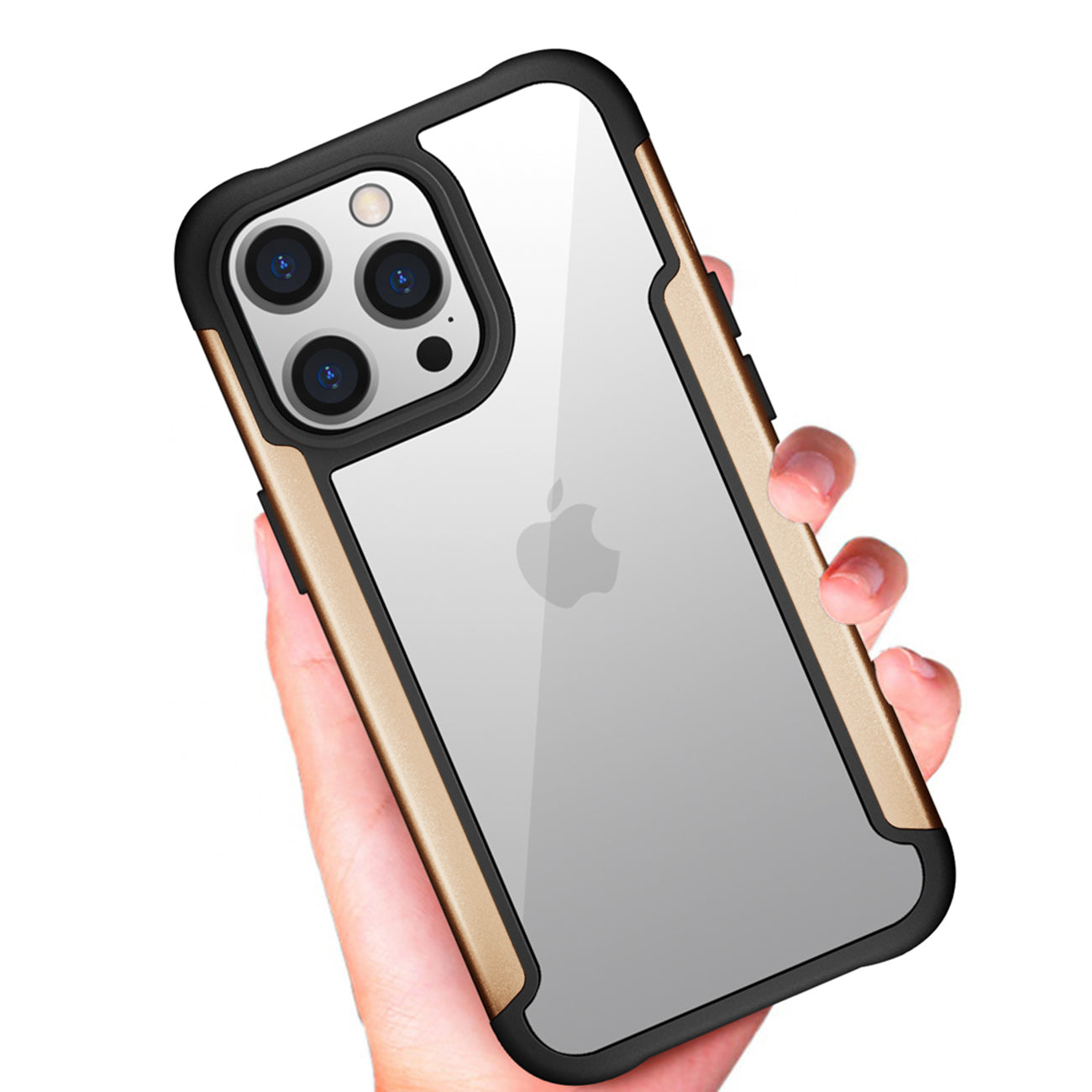 Case Metal Bumper PC TPU High Quality Clean For iPhone 13 Pro Gold Color