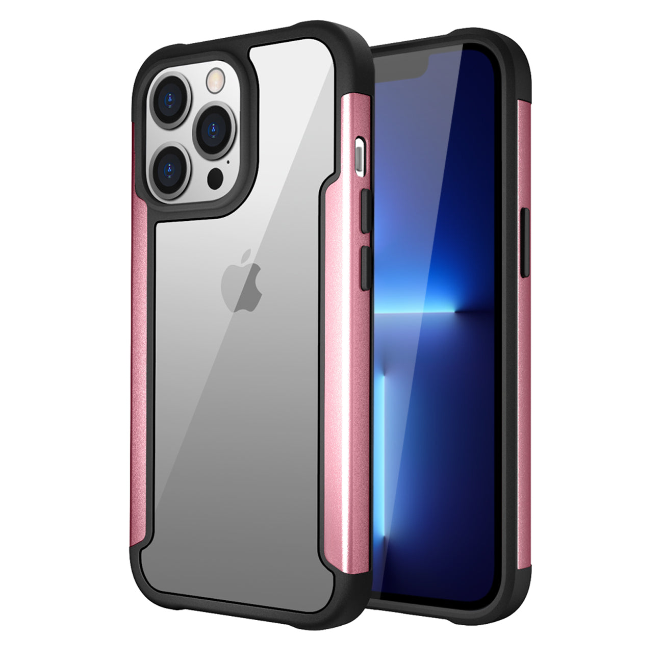 Case Metal Bumper PC TPU High Quality Clean For iPhone 13 Pro Rose Gold Color