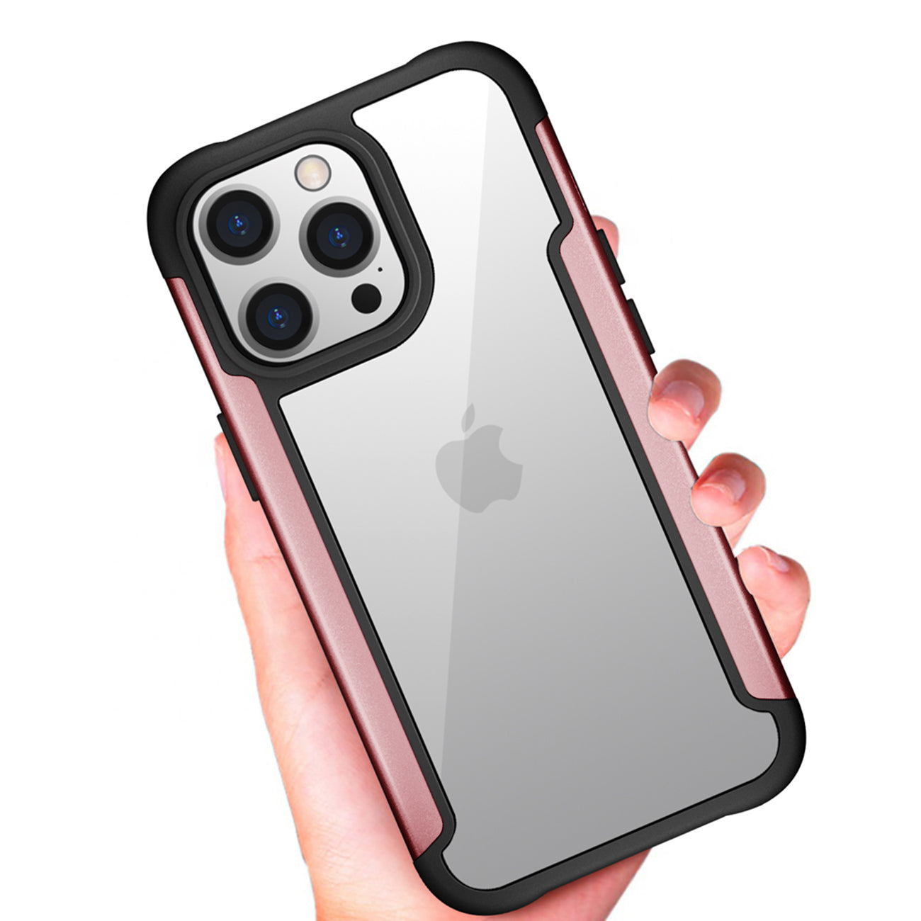 Case Metal Bumper PC TPU High Quality Clean For iPhone 13 Pro Rose Gold Color