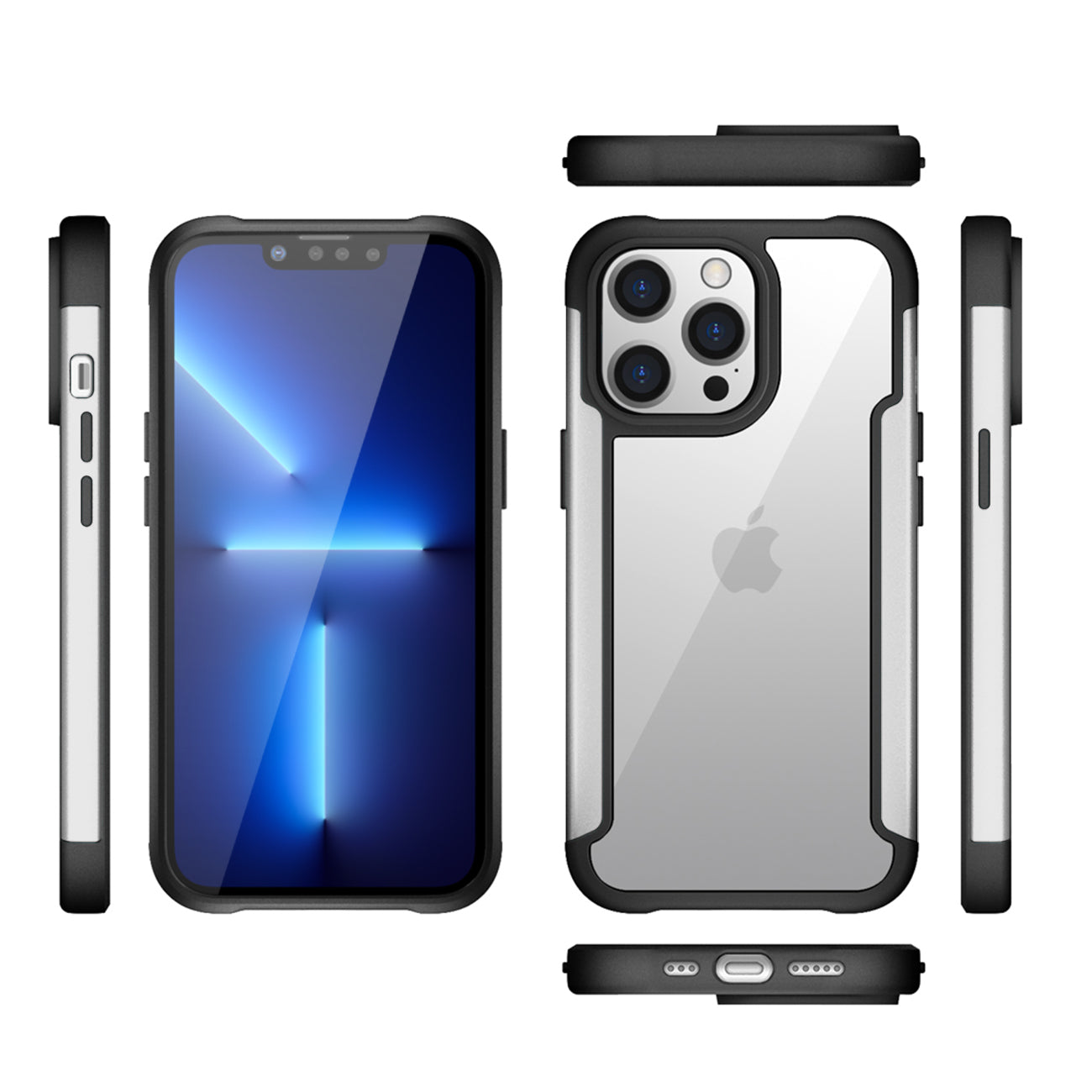 Case Metal Bumper PC TPU High Quality Clean For iPhone 13 Pro Silver Color