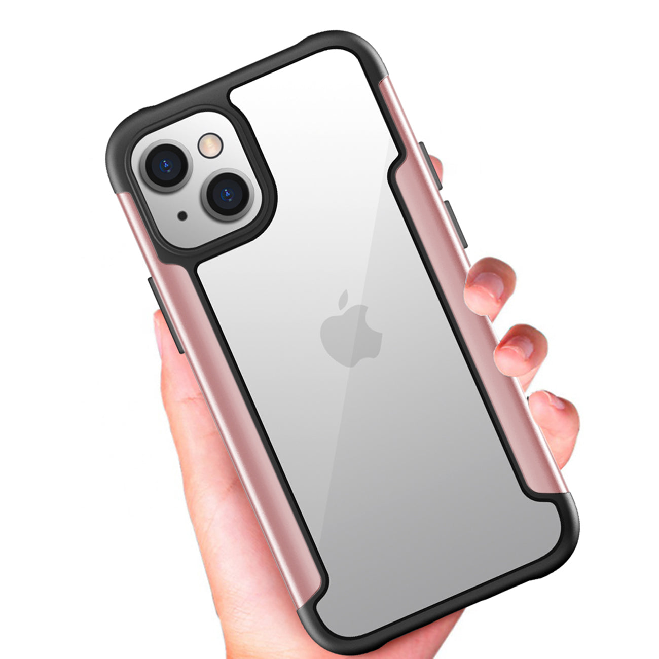 Case Metal Bumper PC TPU High Quality Clean For iPhone 13 Rose Gold Color