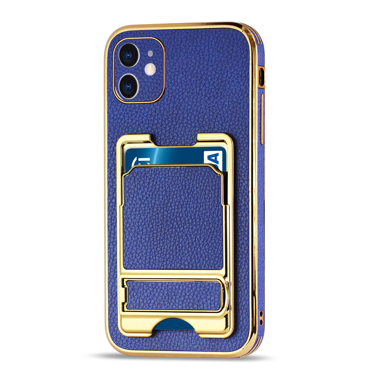 IPHONE 11 Leather Case with Card Holder In Blue