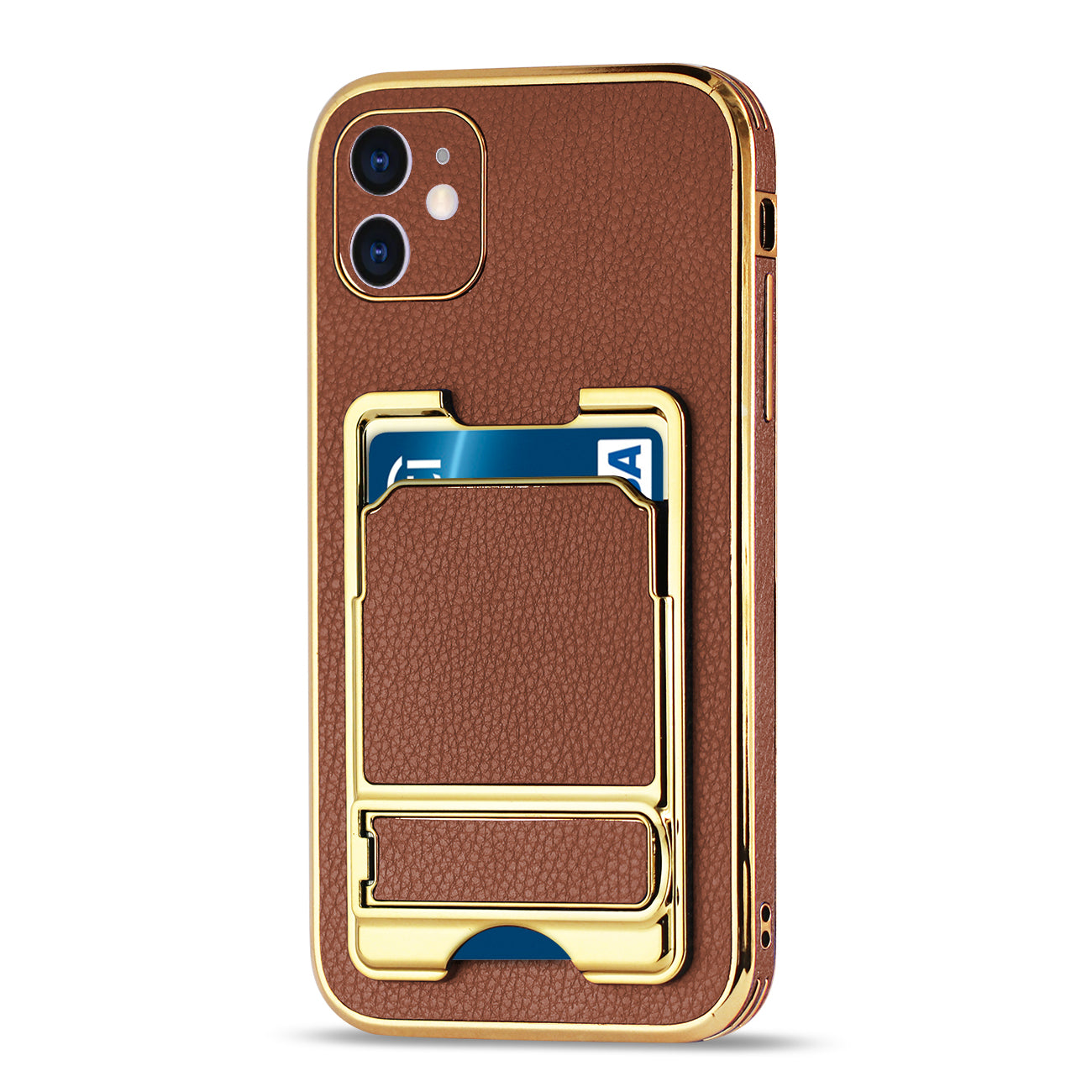 IPHONE 11 Leather Case with Card Holder In Brown