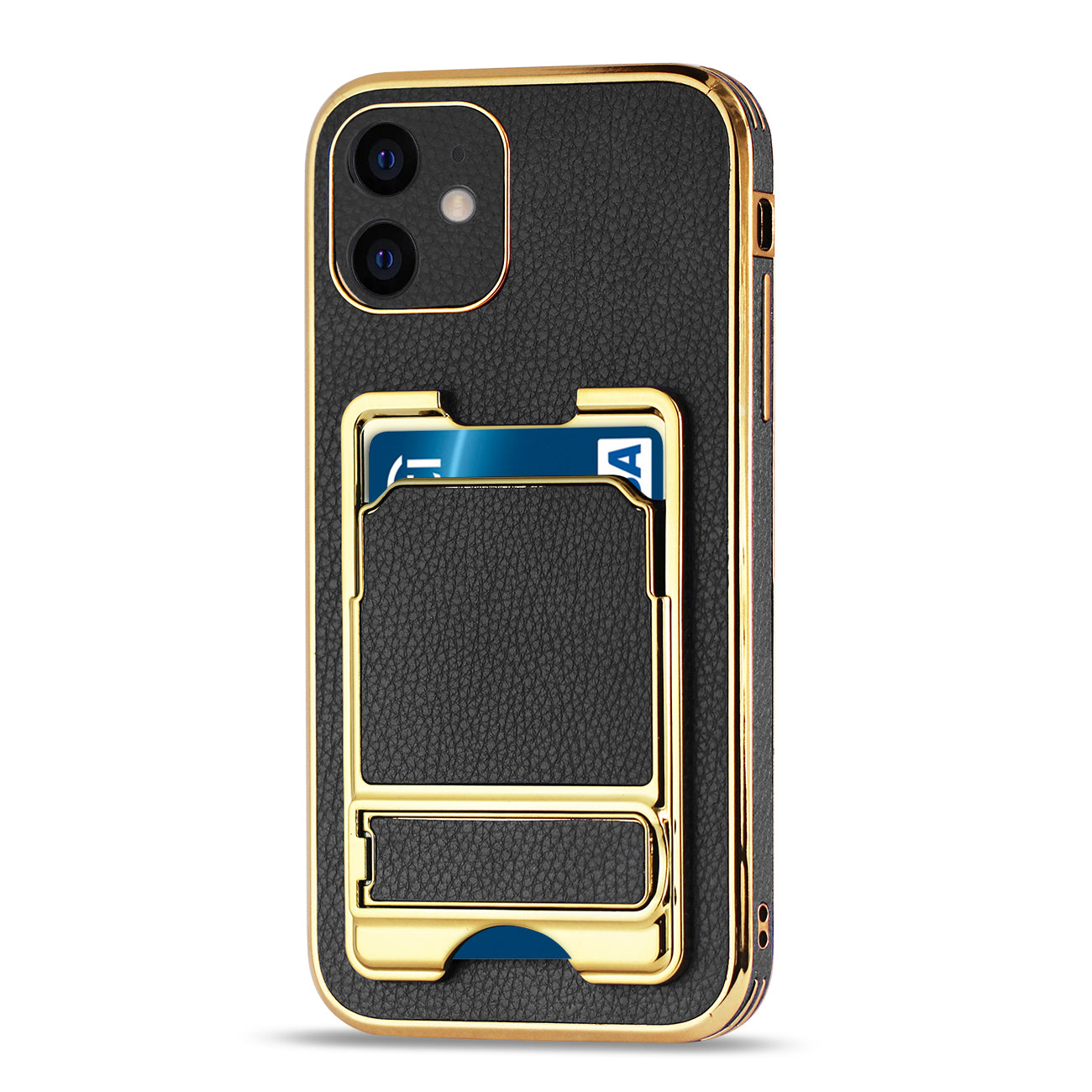Case Leather With Card Holder iPhone 12 Black Color