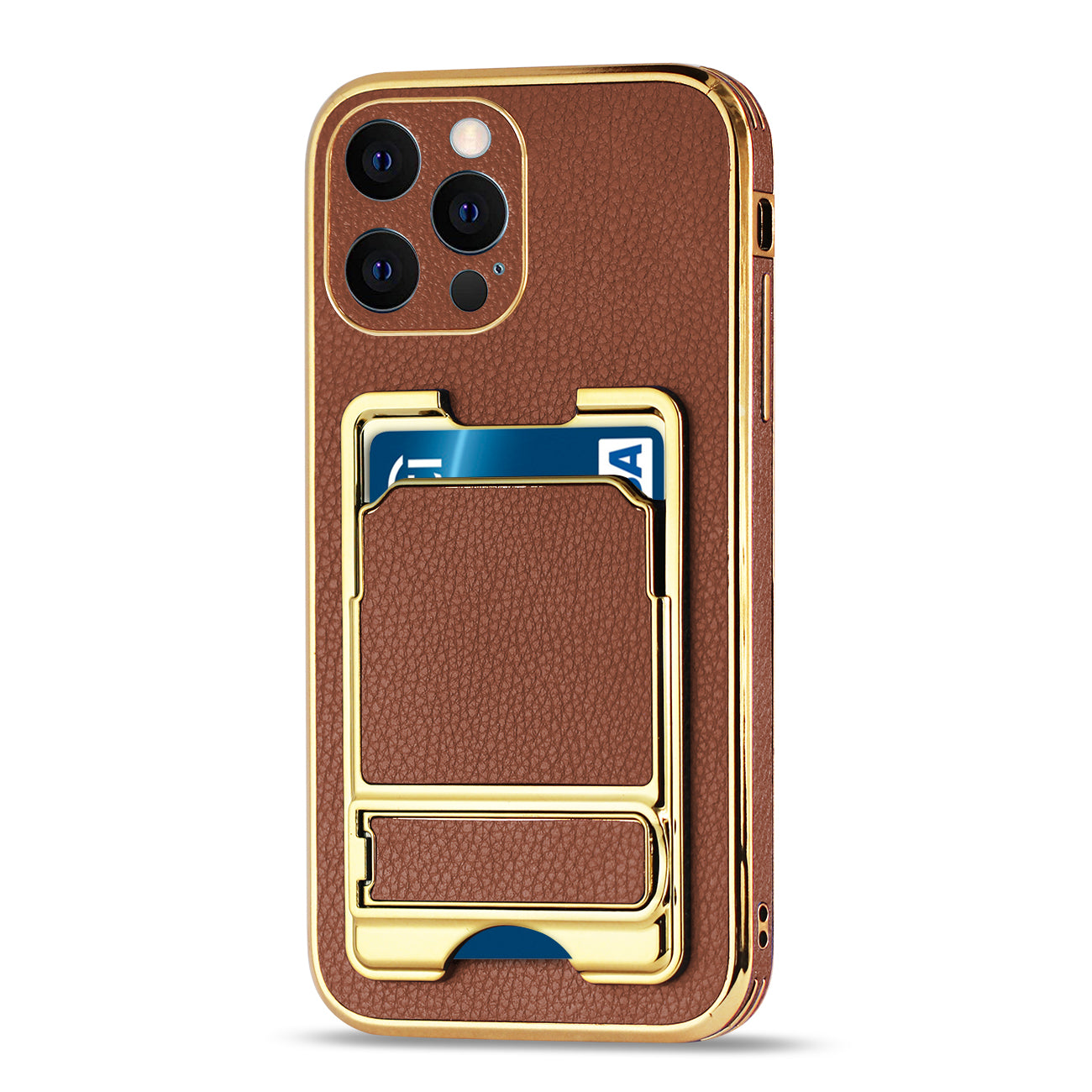 IPHONE 12 Pro Leather Case with Card Holder In Brown