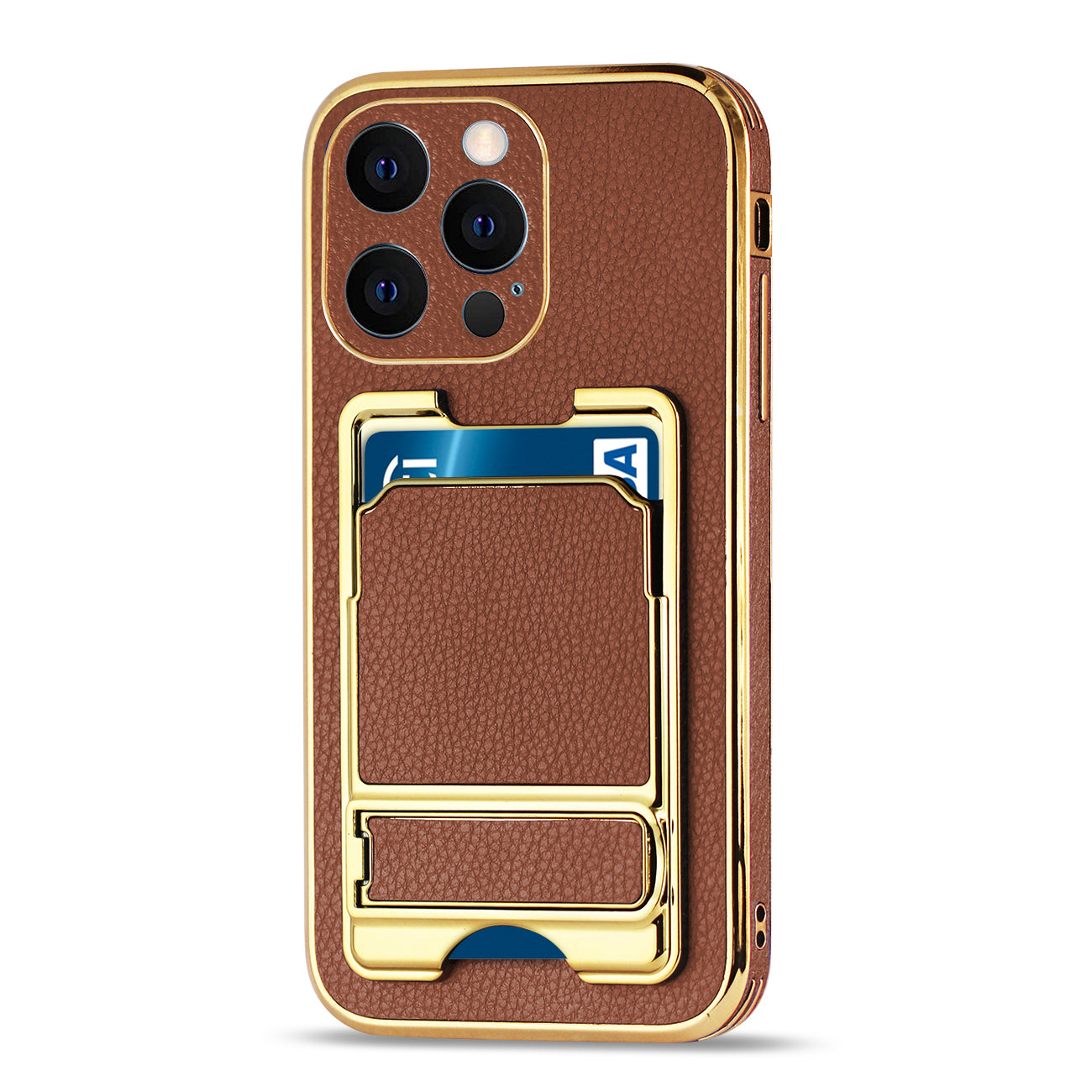 IPHONE 13 Pro Leather Case with Card Holder In Brown