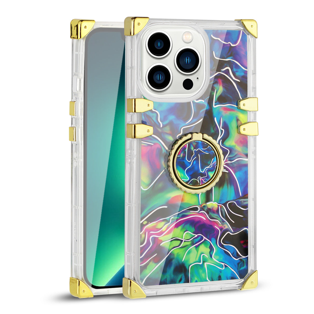 IPHONE 13 Max Floral Print Case with Ring Holder In Mixed color