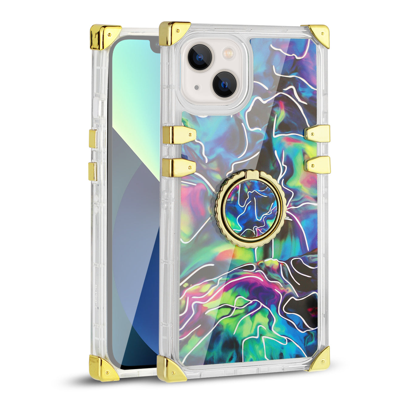 IPHONE 13 Floral Print Case with Ring Holder In Mixed color