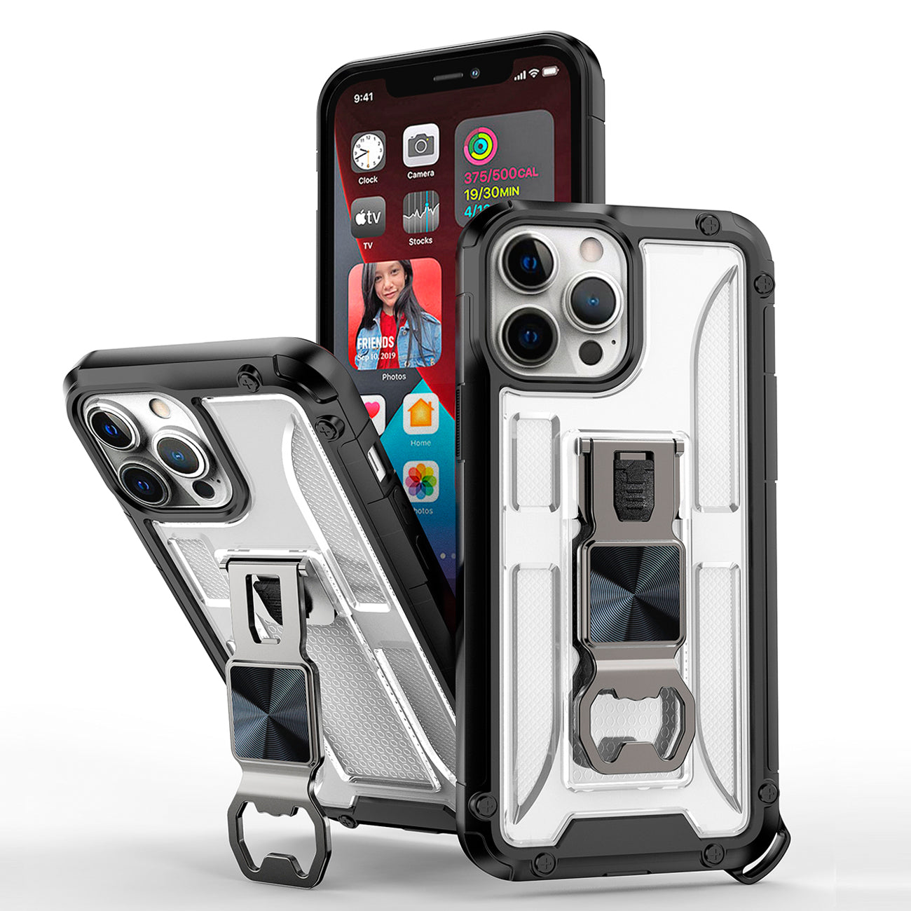 Kickstand Ring Holder/Bottle Opener with Magnetic Car Mount for APPLE IPHONE 13 PRO MAX