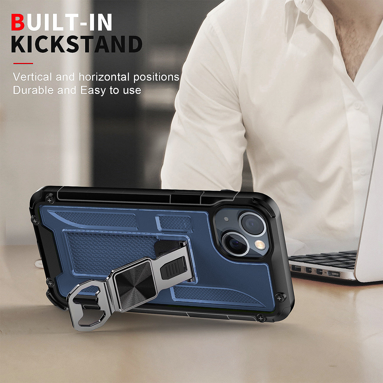 Kickstand Ring Holder/Bottle Opener with Magnetic Car Mount for IPHONE 14 In Blue
