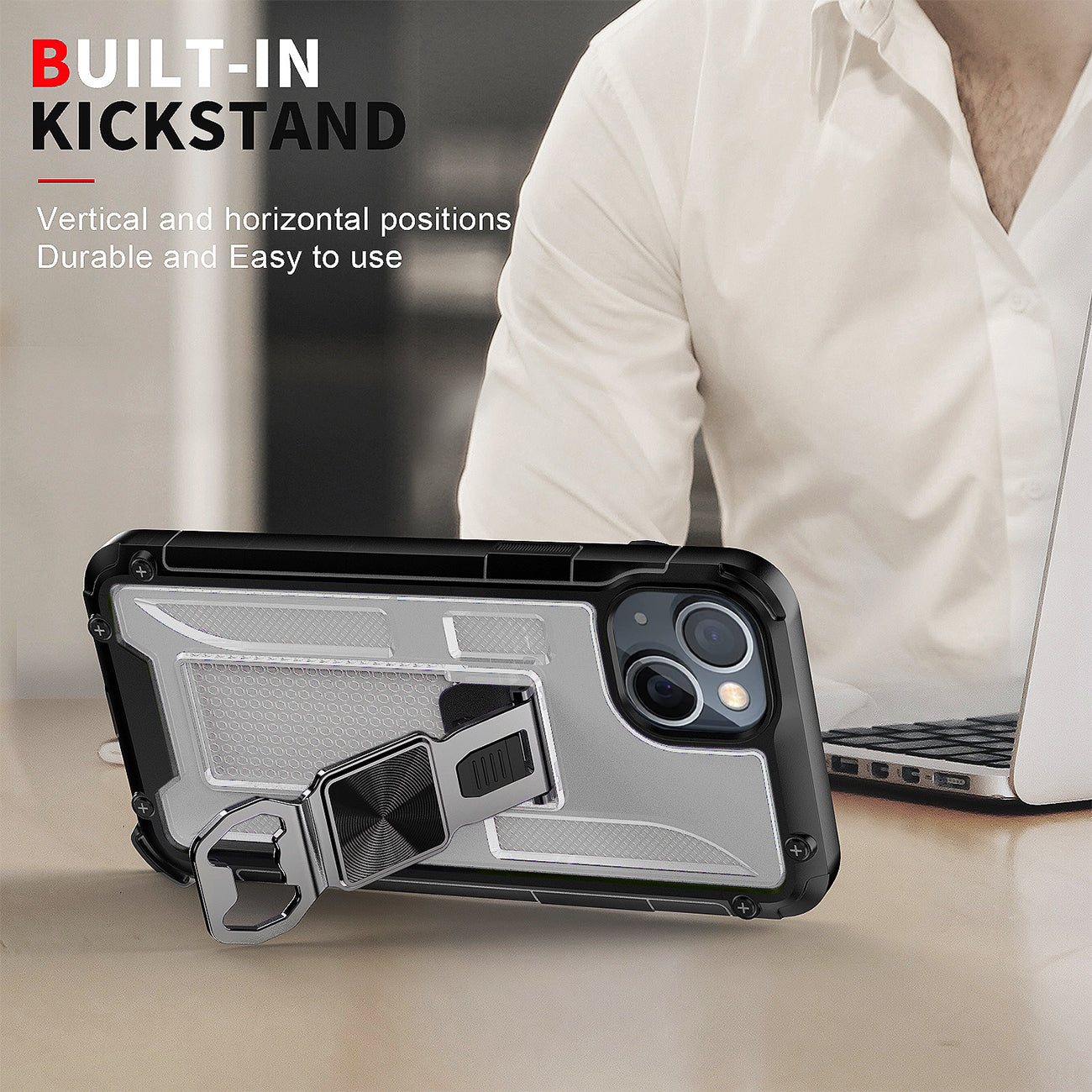 Kickstand Ring Holder/Bottle Opener with Magnetic Car Mount for IPHONE 14 In Clear