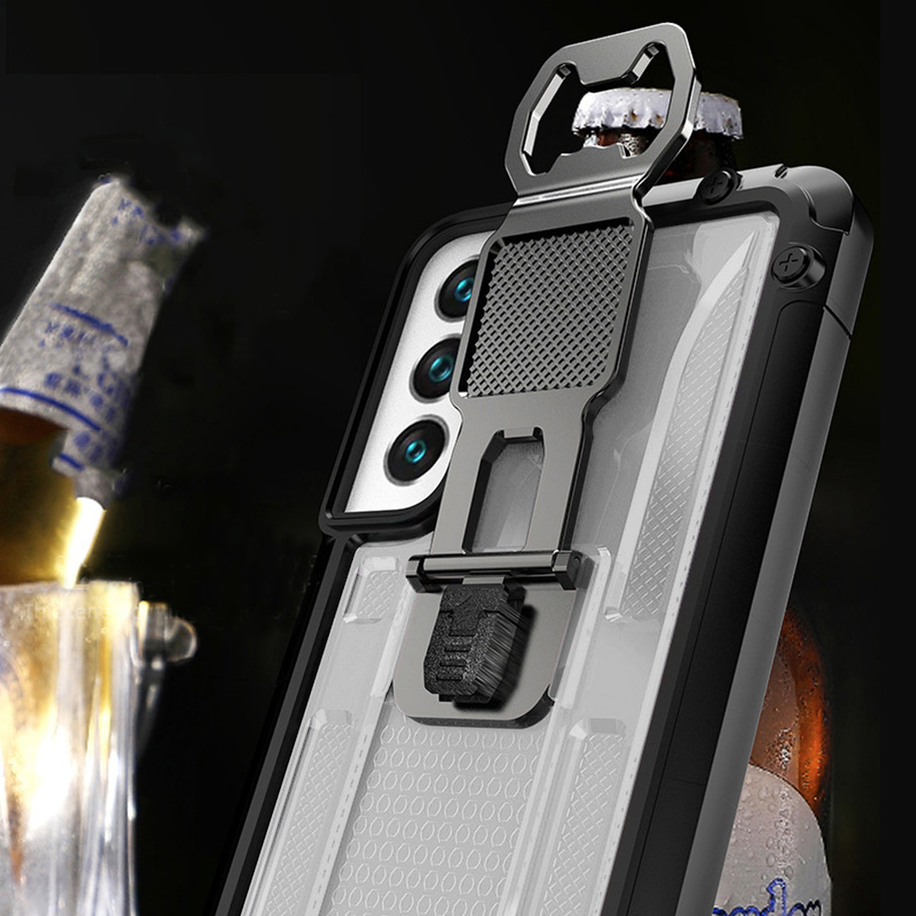 Kickstand Ring Holder/Bottle Opener with Magnetic Car Mount for Samsung Galaxy S22