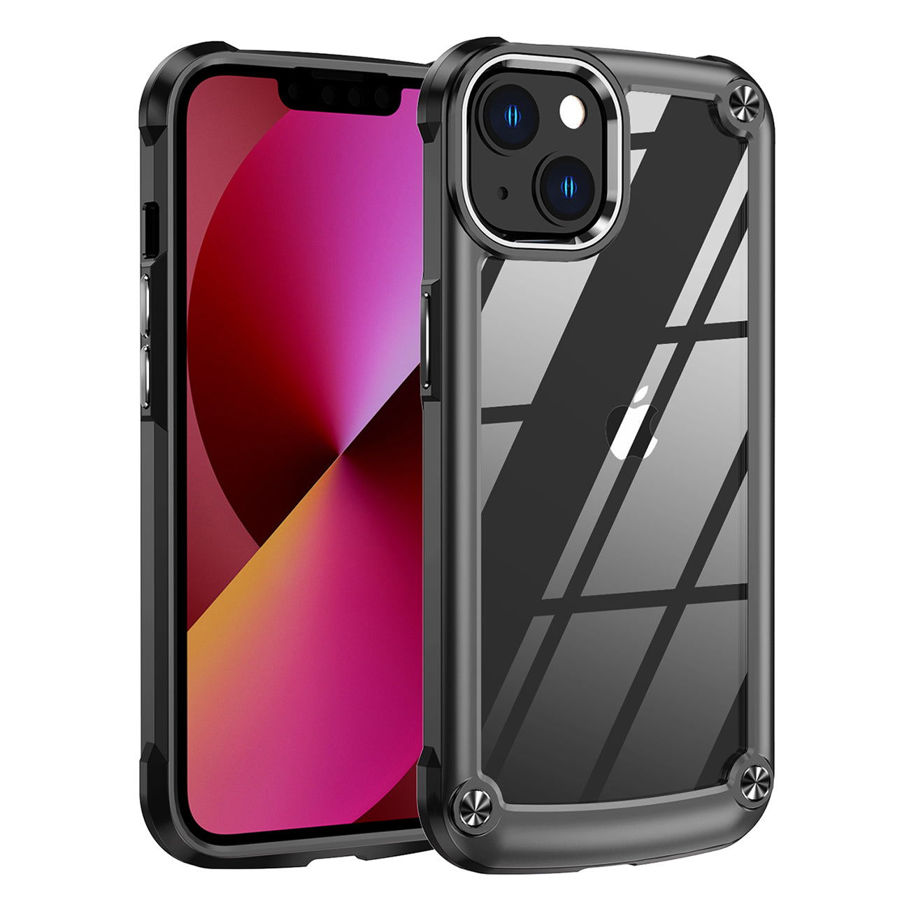 Case Metal Bumper PC TPU High Quality Clean For iPhone 13 Black Color