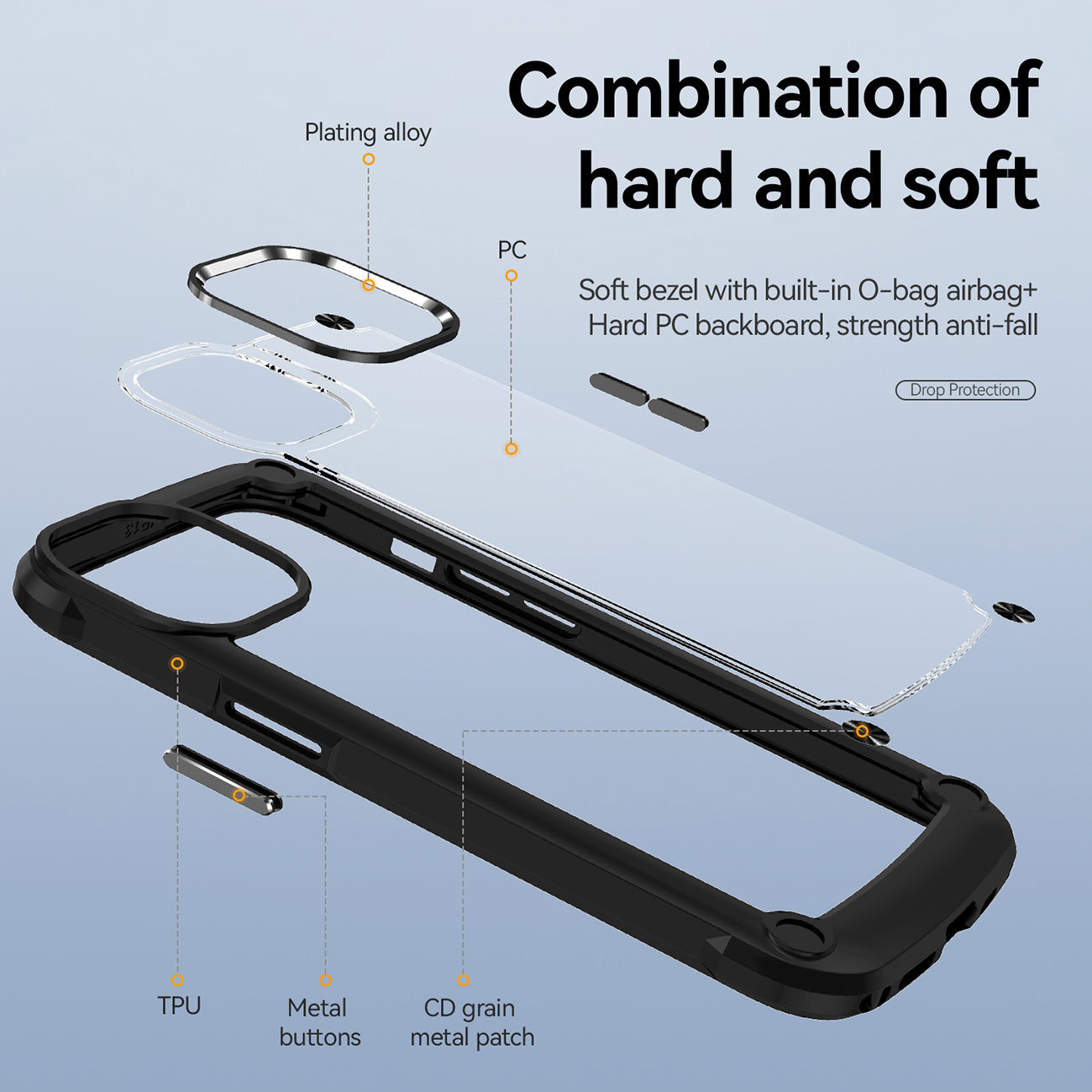 Case Metal Bumper PC TPU High Quality Clean For iPhone 13 Black Color