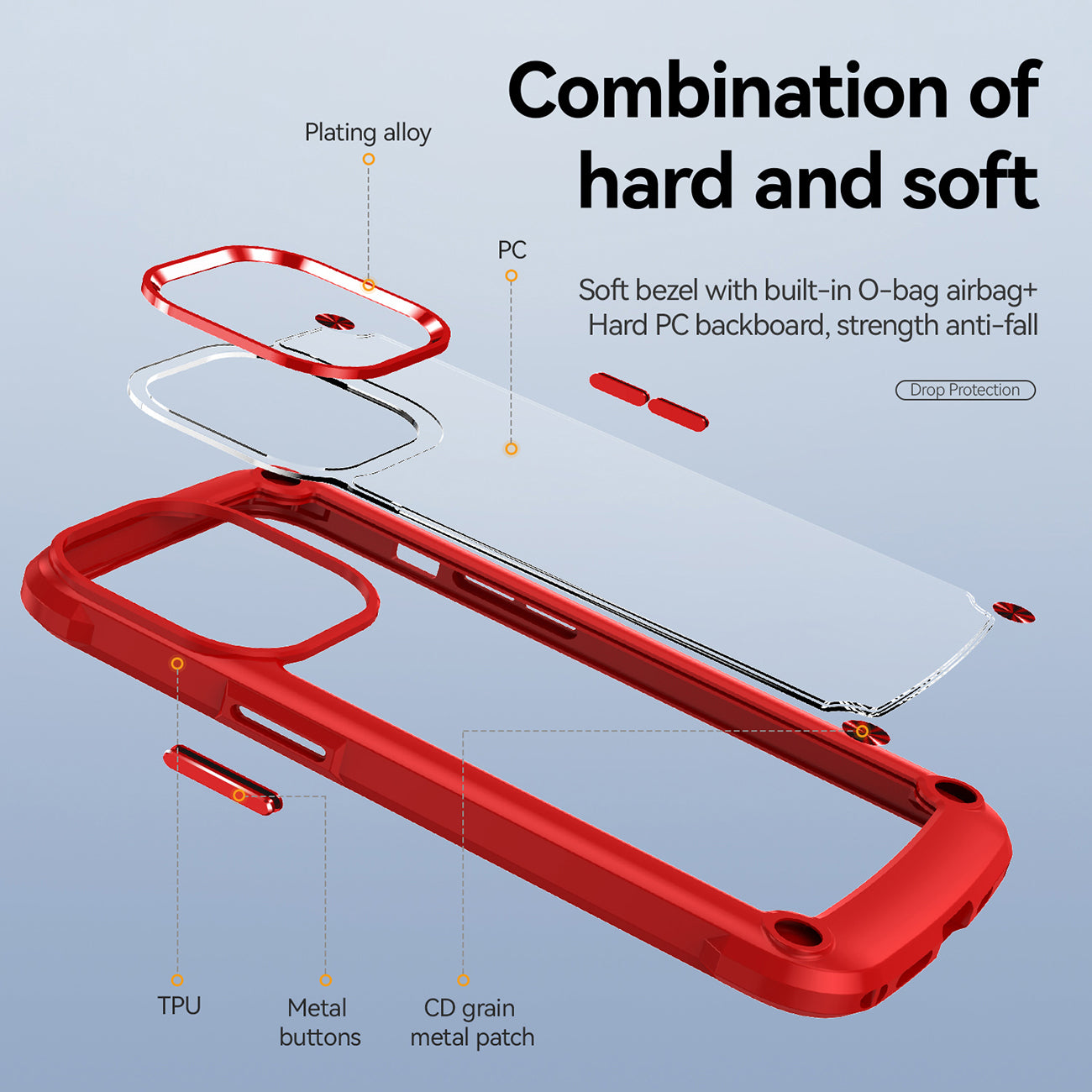 Case Metal Bumper PC TPU High Quality Clean For iPhone 13 Pro Red Color