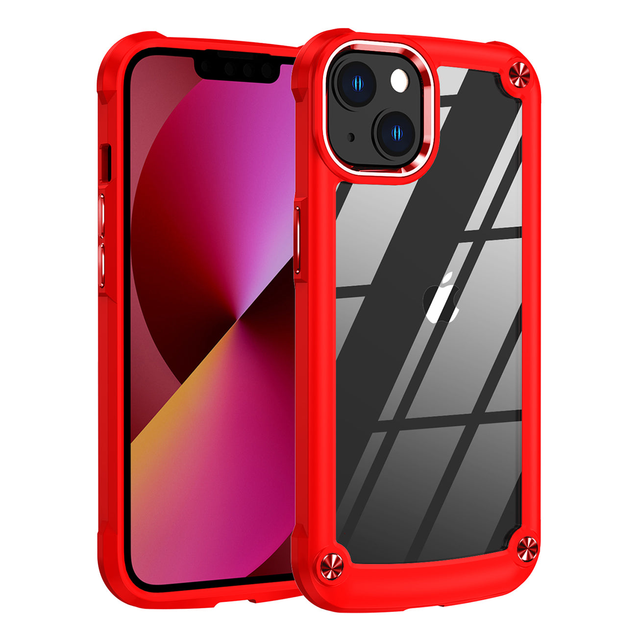Case Metal Bumper PC, TPU High Quality Clean For iPhone 13 Red Color