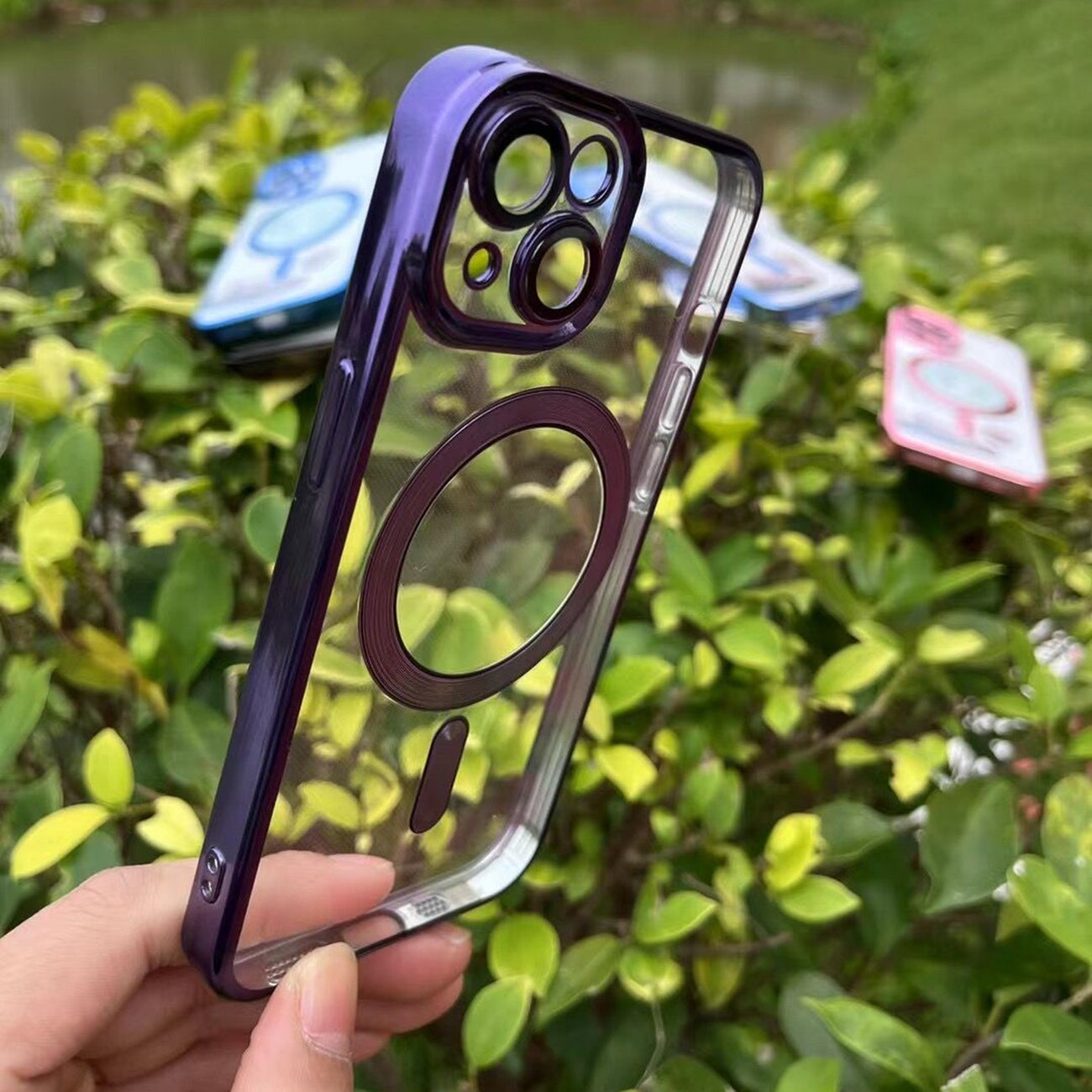 Magnetic Wireless Charging TPU Bumper Case For iPhone 14 Plus In Purple