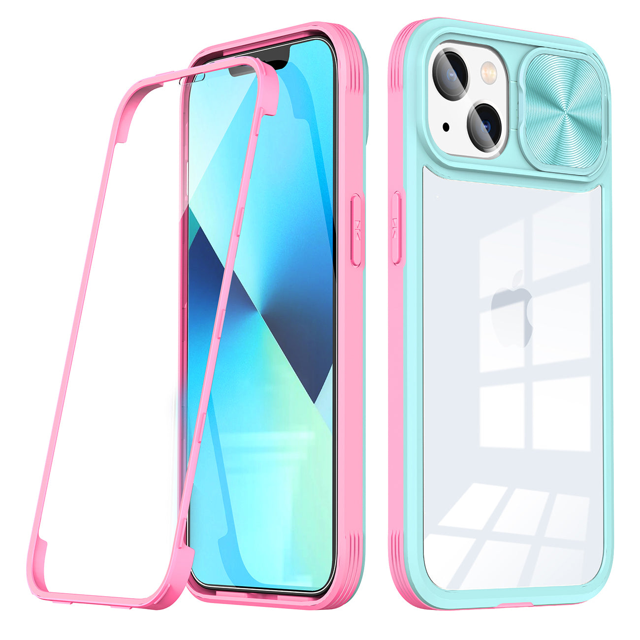 Phone Case With Mobile Phone Protective Film Slide Camera Lens Full Protection iPhone 14 Blue Color