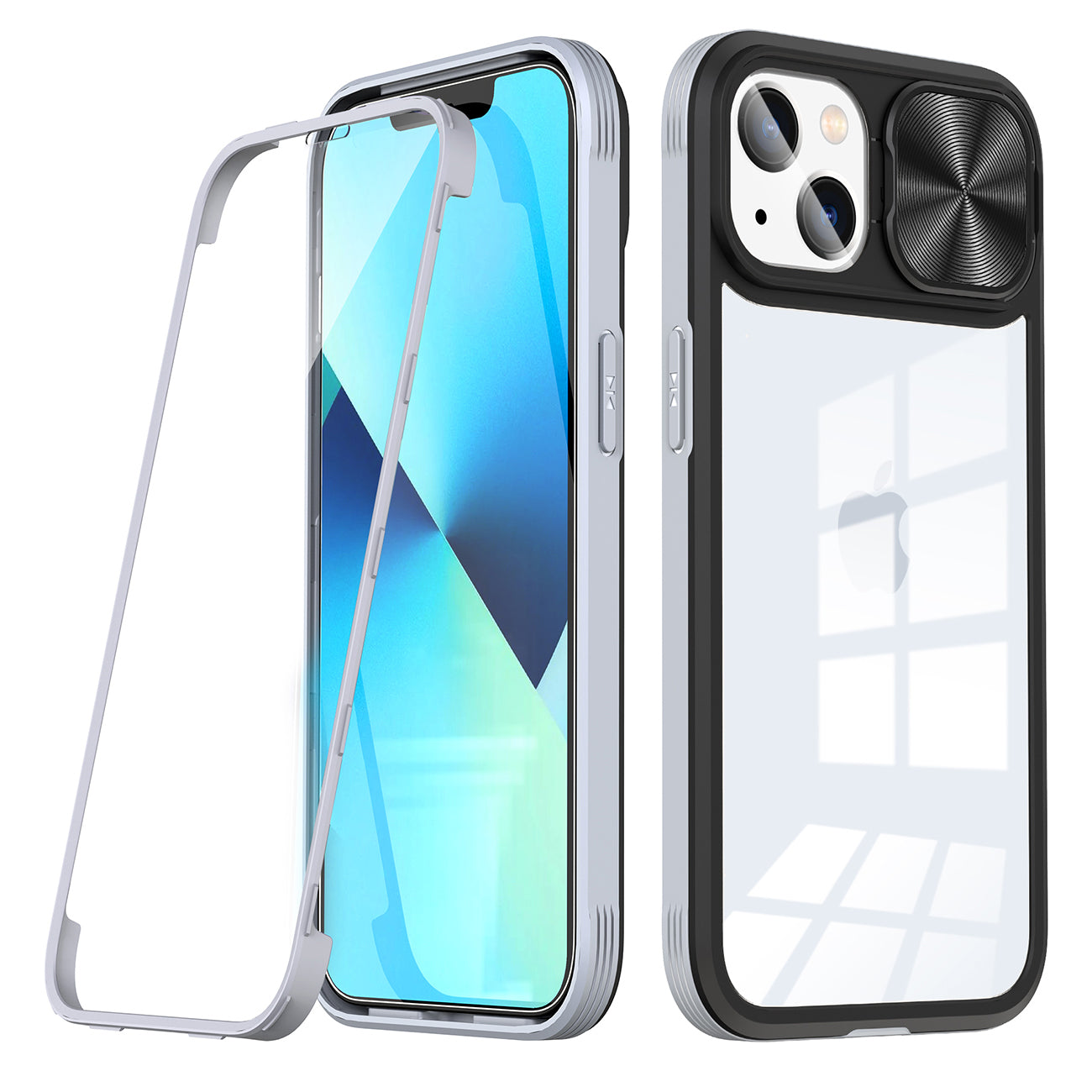 Phone Case With Mobile Phone Protective Film Slide Camera Lens Full Protection iPhone 14 Gray Color