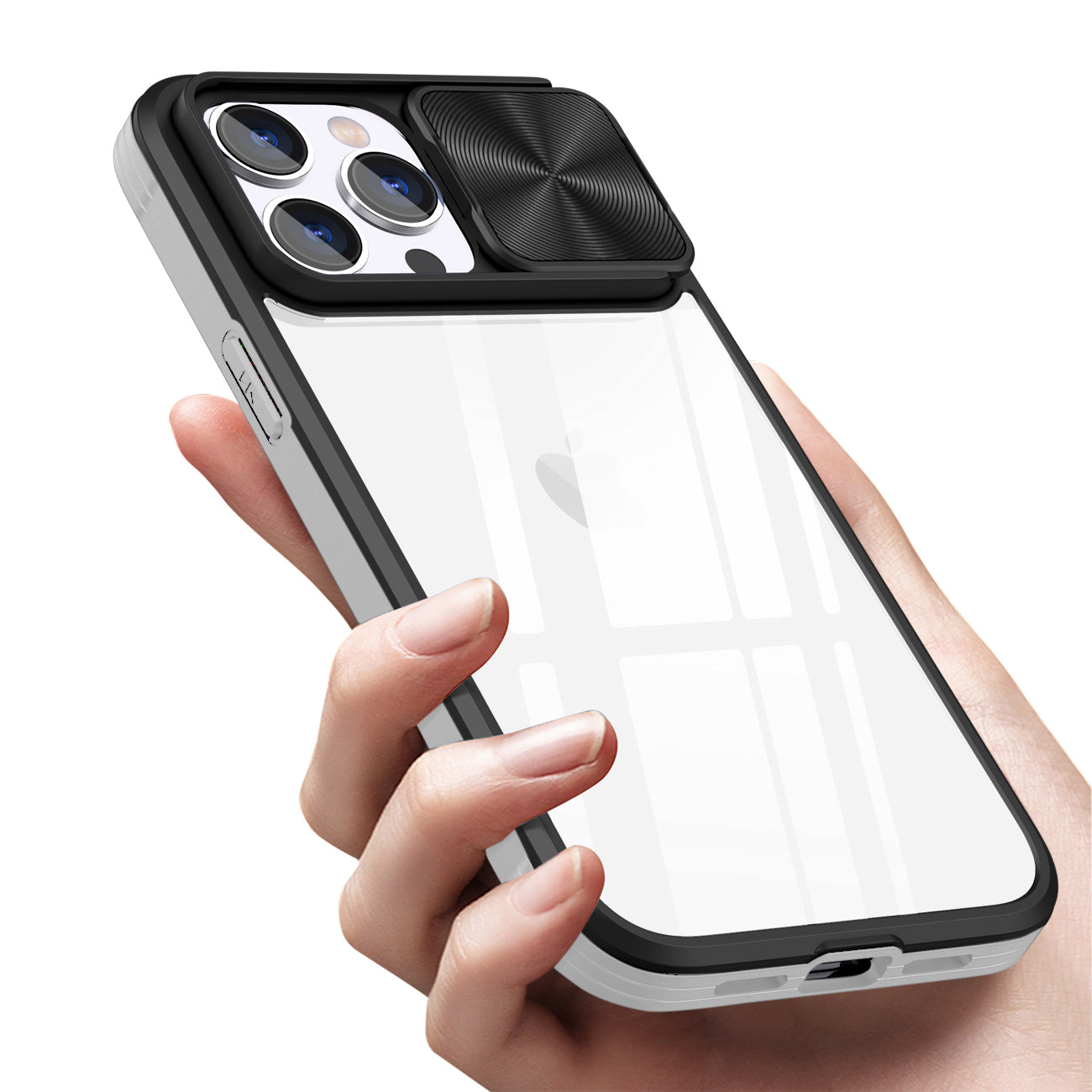 Protective Film Slide Camera Lens Phone Case For iPhone 14 Pro In Gray