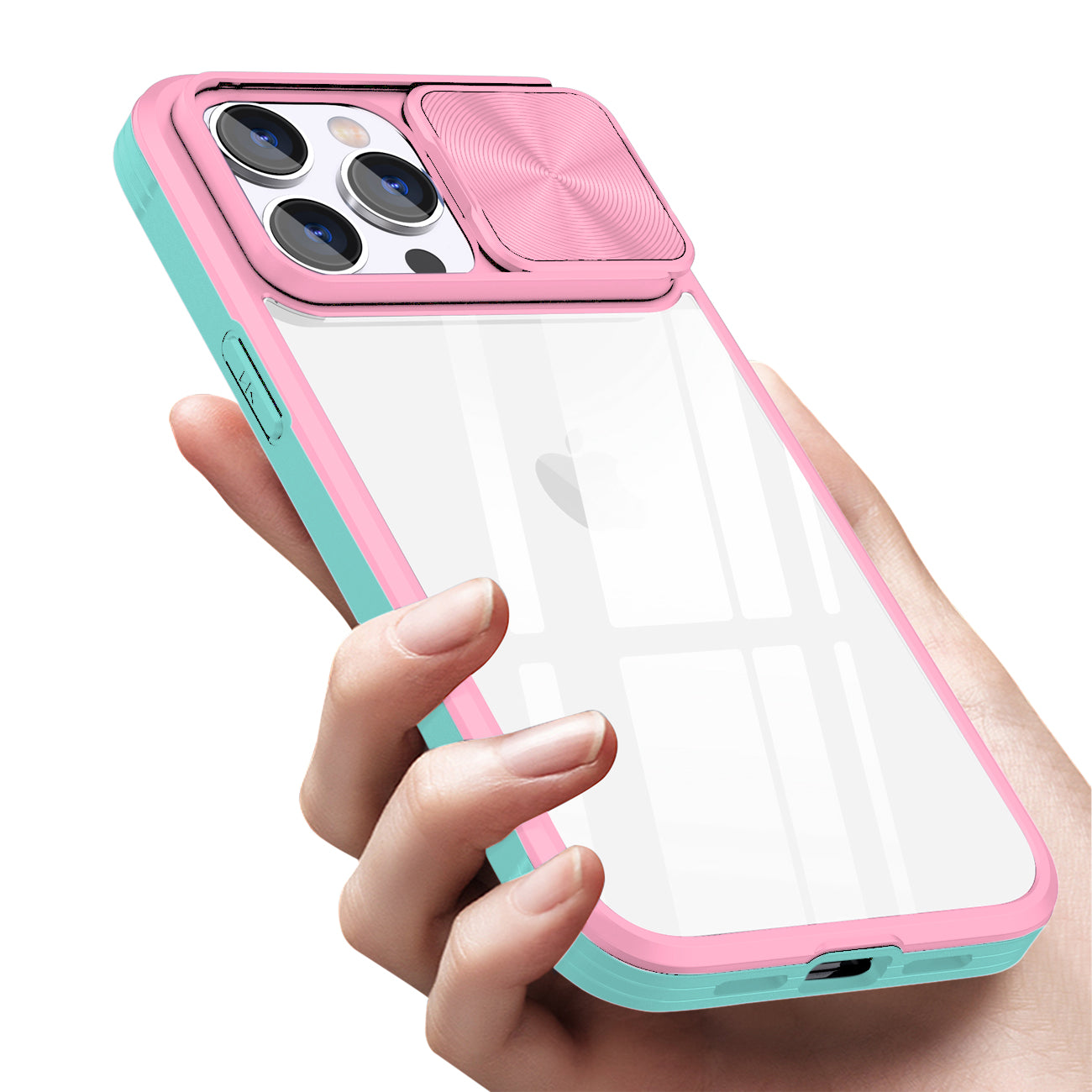 Protective Film Slide Camera Lens Phone Case For iPhone 14 Pro In Pink